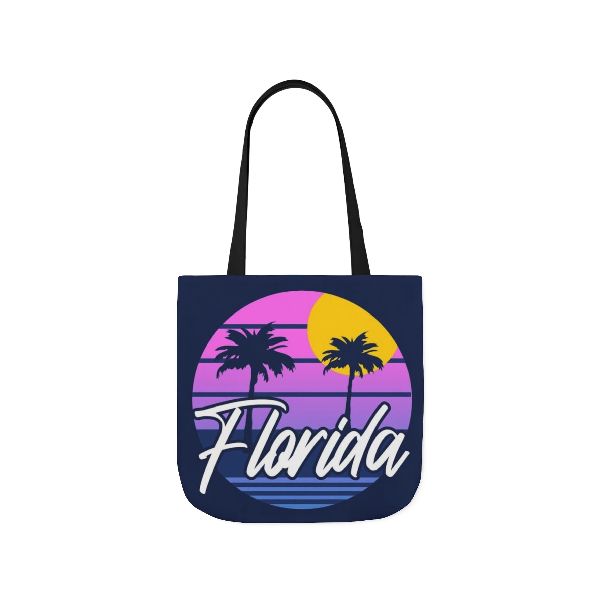 Florida Sunset Palm Tote Bag — Retro Beach Canvas Tote