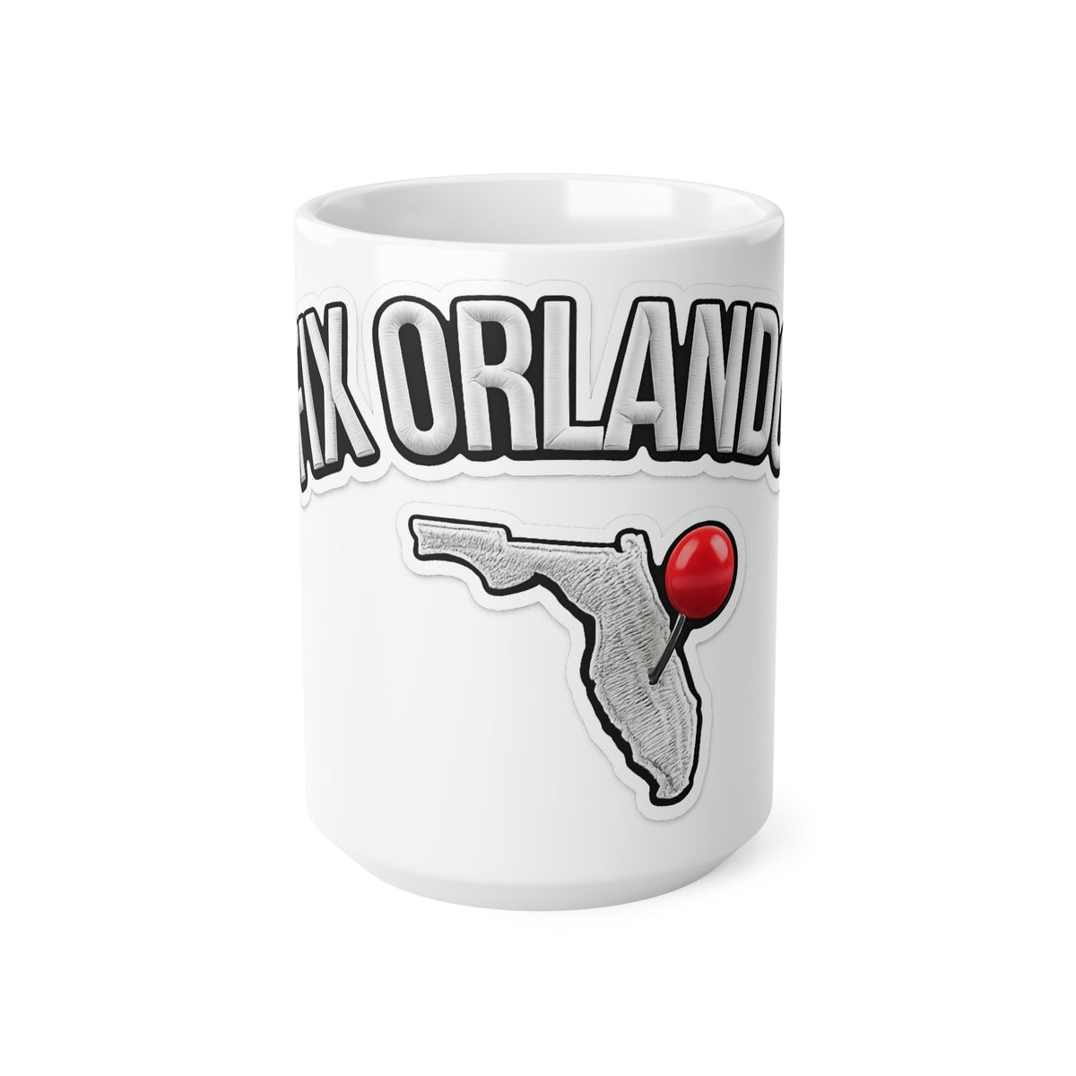 Fix Orlando Ceramic Coffee Mug — Florida State Map with Red Pin (11oz, 15oz)