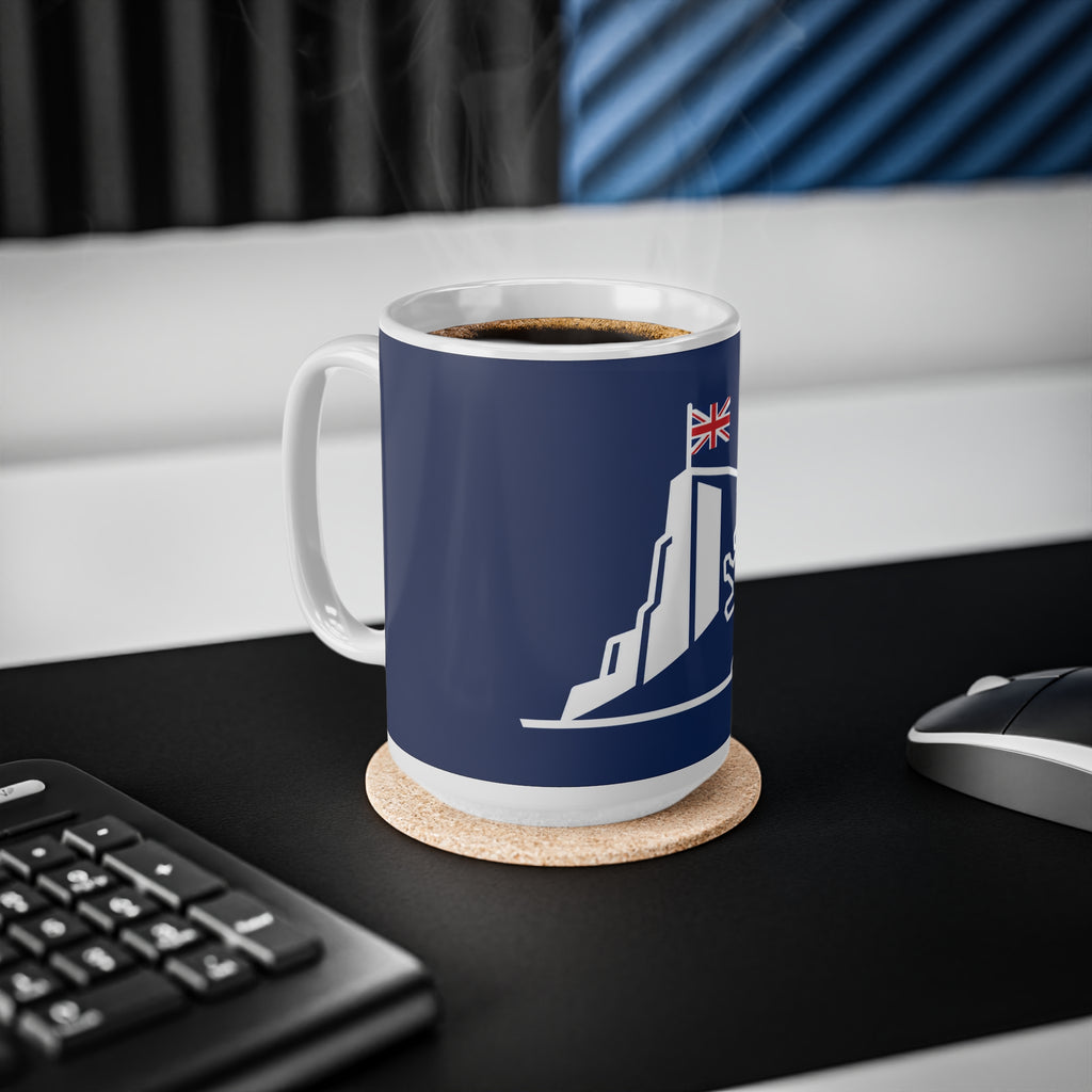 Navy Gibraltar Crest Ceramic Mug – Lion & Union Jack Coffee Cup (11oz/15oz)