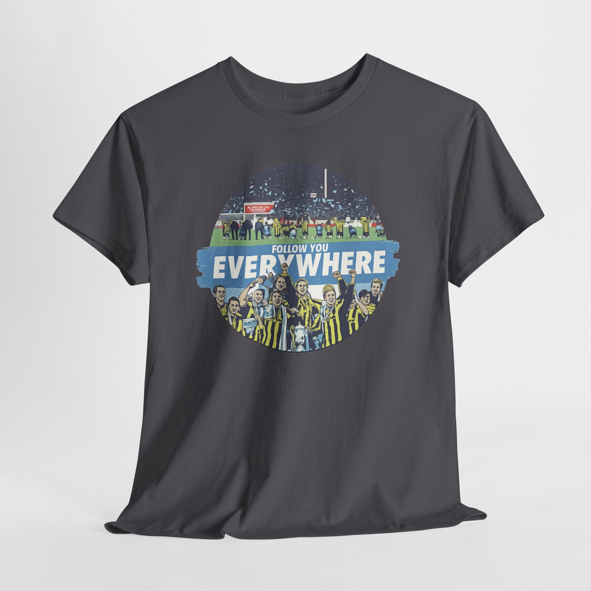 Manchester City Everywhere Soccer Crowd Graphic Tee — 'Follow You Everywhere' Fan Shirt