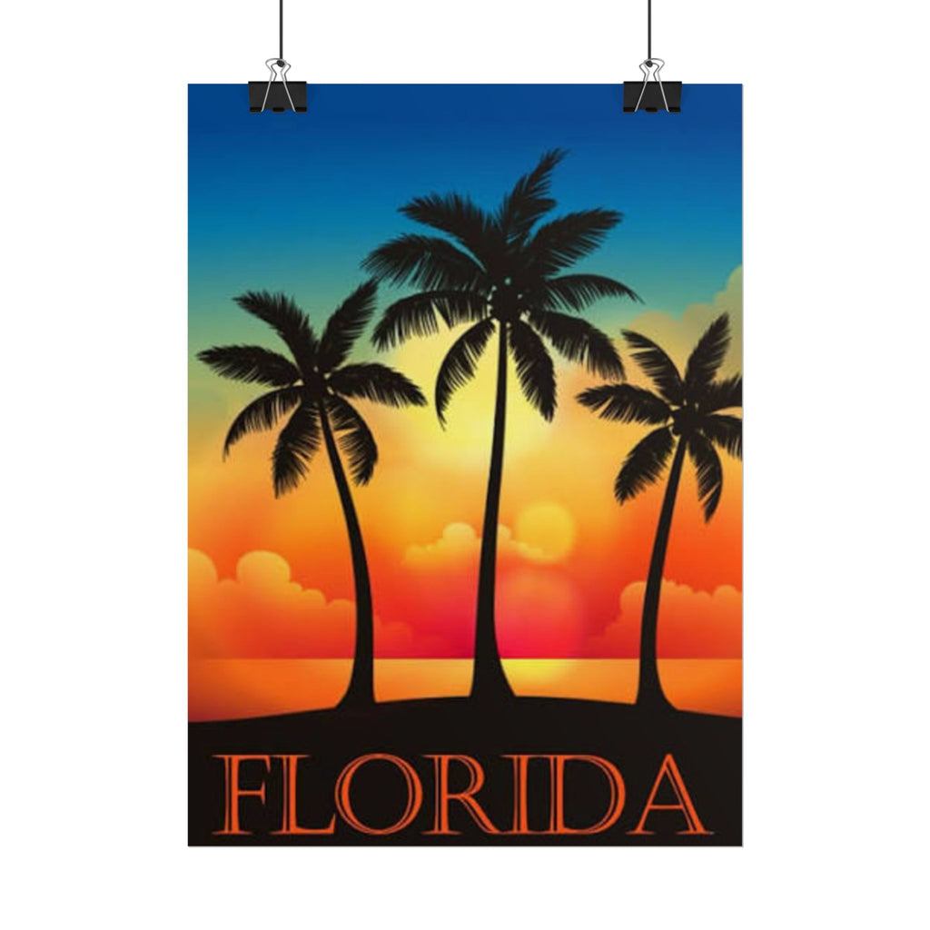 Florida Sunset Palm Poster — Tropical Beach Wall Art