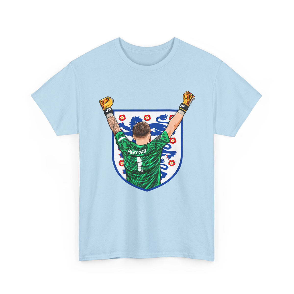 Pickford England Number 1 Goalkeeper Graphic Tee — Victory Pose Jersey Design