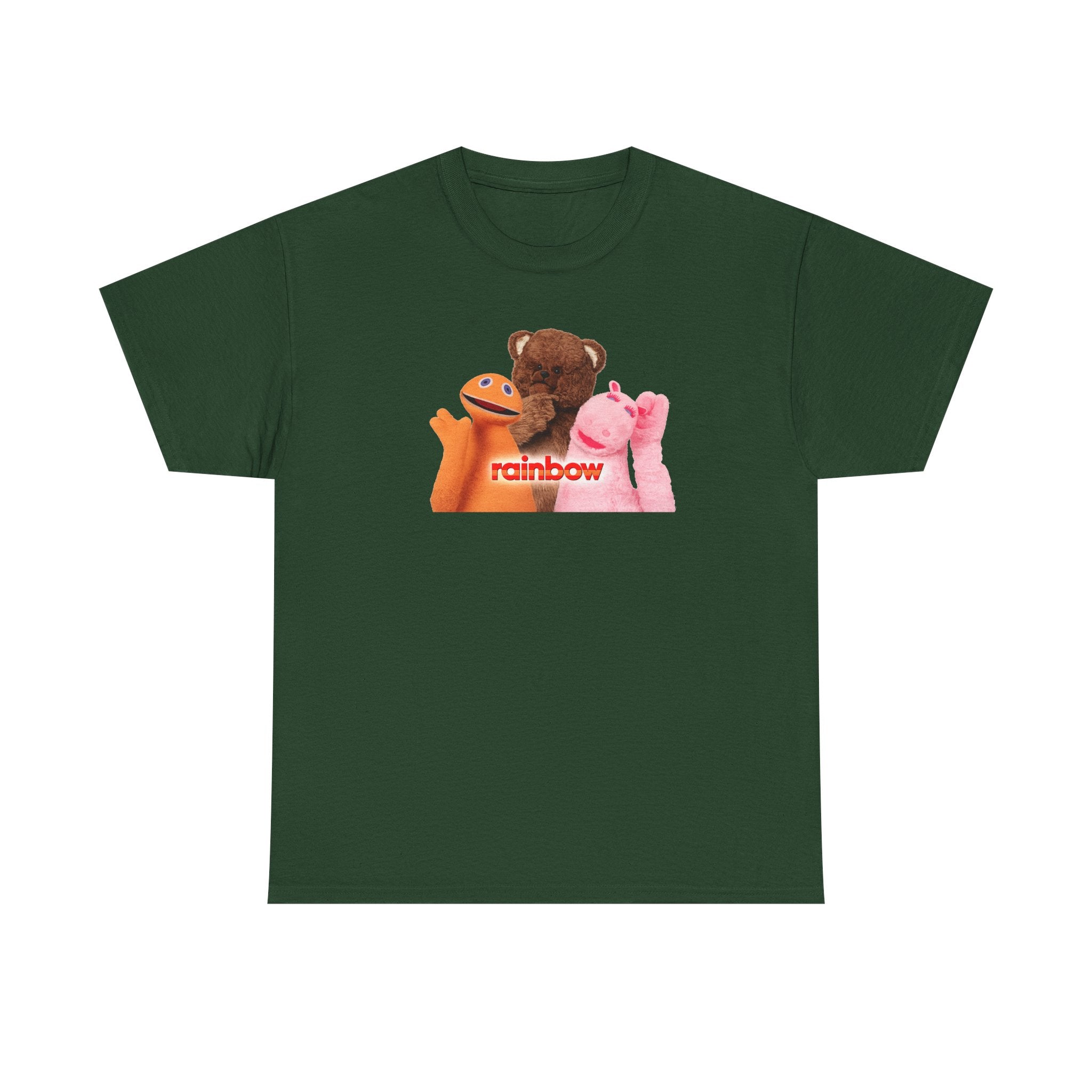 Rainbow Kids TV Zippy, George and Bungle Puppets T-Shirt — Cute Teddy & Hand Puppets Graphic Tee