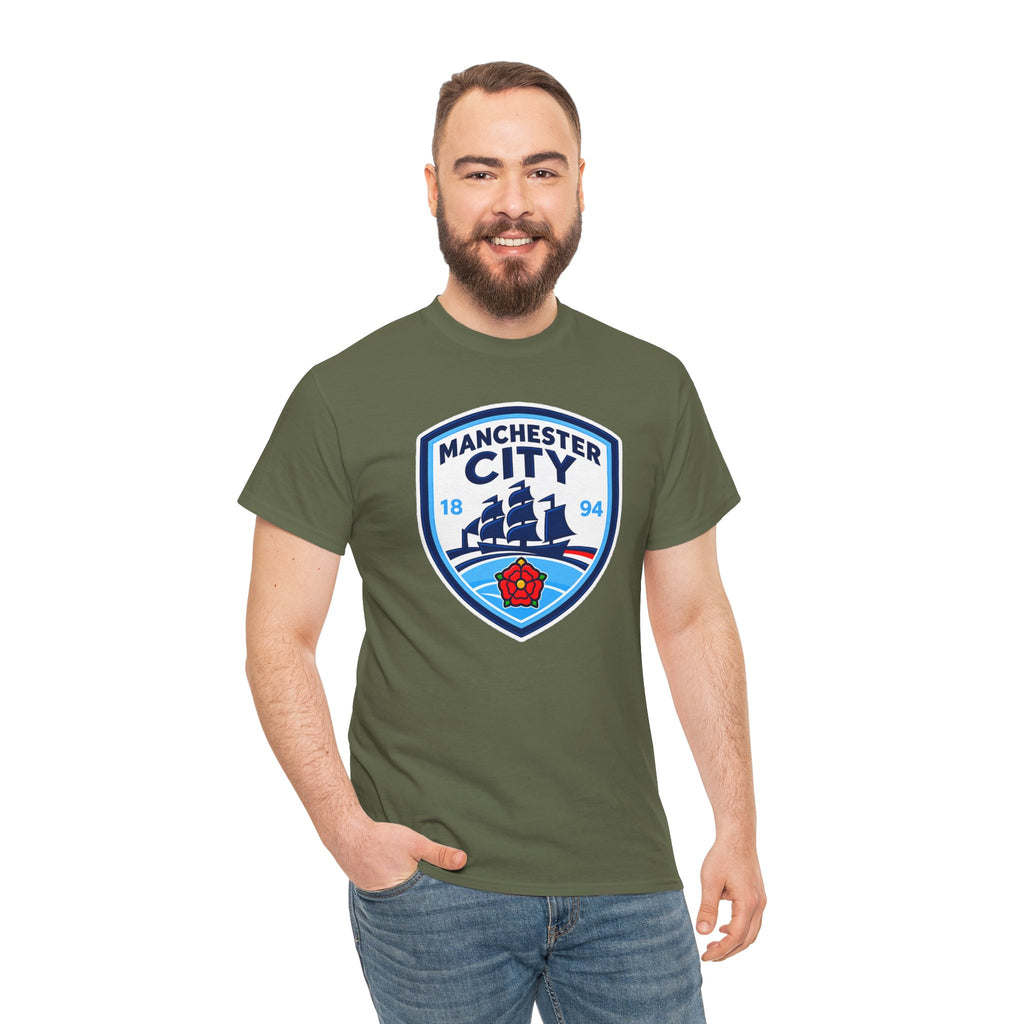 Manchester City Inspired Crest Cotton T-Shirt