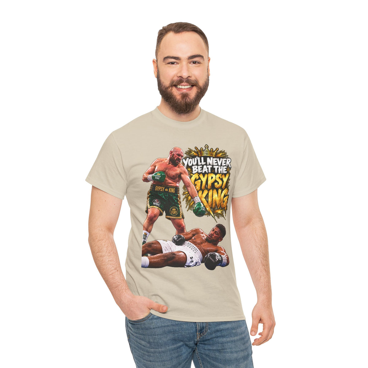 Boxing Graphic Tee – "You'll Never Beat the Gypsy King" Fight Shirt
