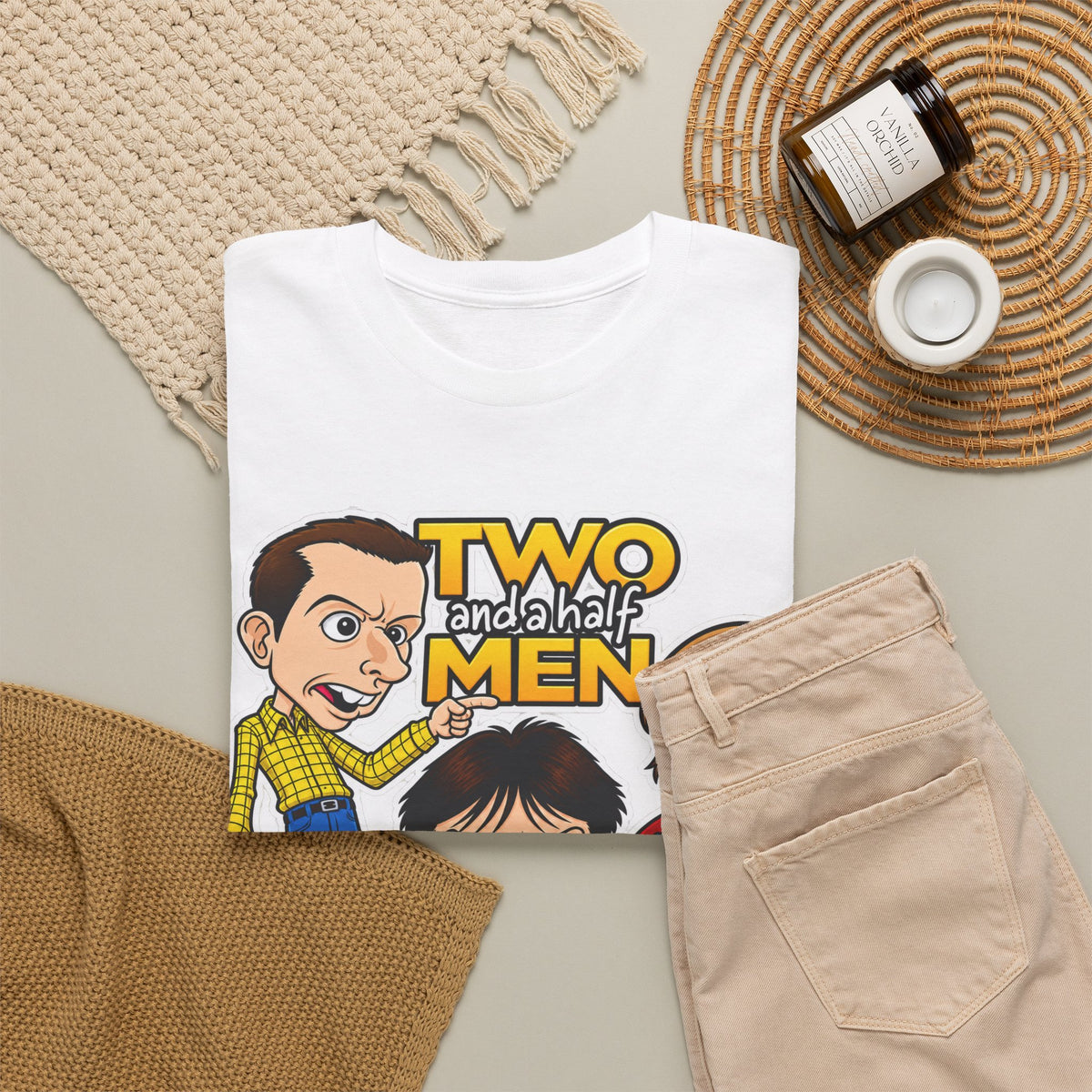 Two and a Half Men Inspired Cartoon Tee — Retro TV Comedy Graphic T-Shirt