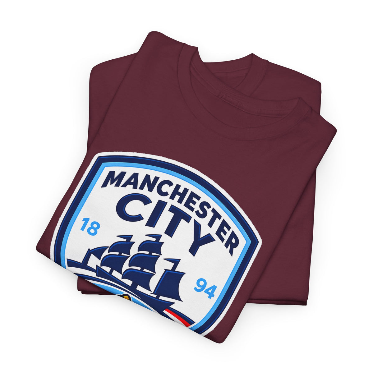 Manchester City Inspired Crest Cotton T-Shirt