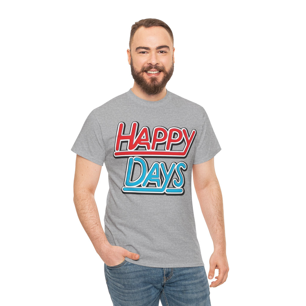 Happy Days T-Shirt — Retro Red & Blue Inspired Graphic Cotton T-shirt