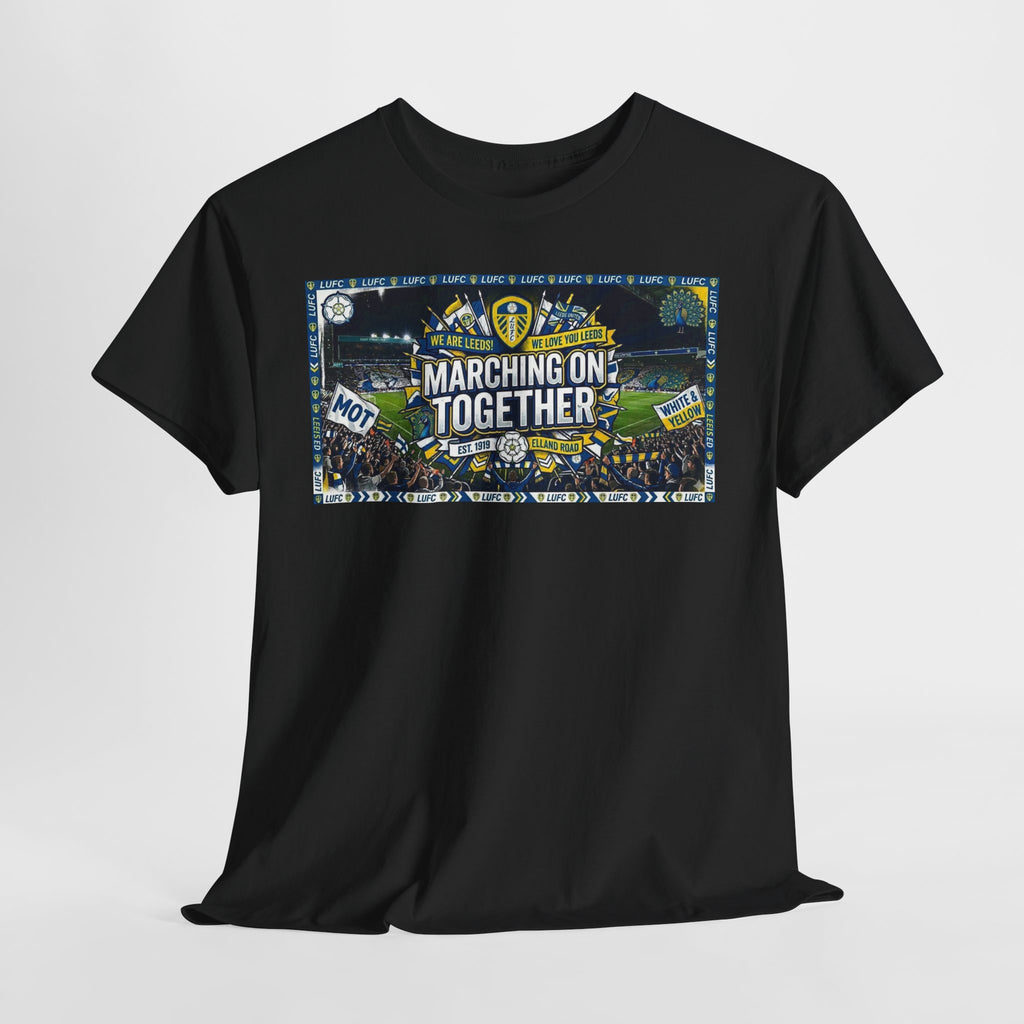 Leeds United T-Shirt — "Marching On Together" Fan Tee (Soccer Supporter Graphic)