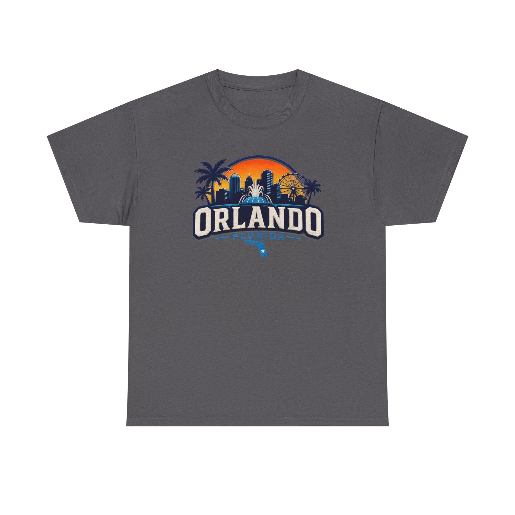 Orlando Florida Sunset T-Shirt — Retro Skyline & Palm Tree Vacation Tee