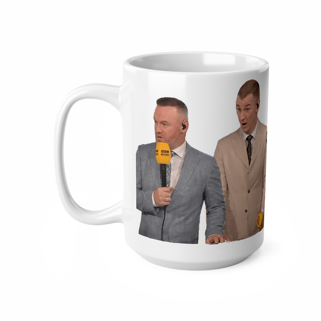 Wayne Rooney and Joe Hart World Cup Halftime Show Comment Ceramic Mug — Funny Sports Commentators Quote (11oz & 15oz)