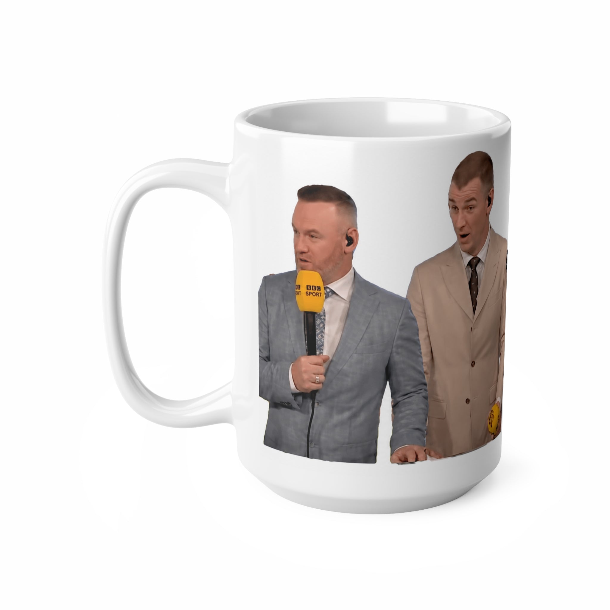 Wayne Rooney and Joe Hart World Cup Halftime Show Comment Ceramic Mug — Funny Sports Commentators Quote (11oz & 15oz)