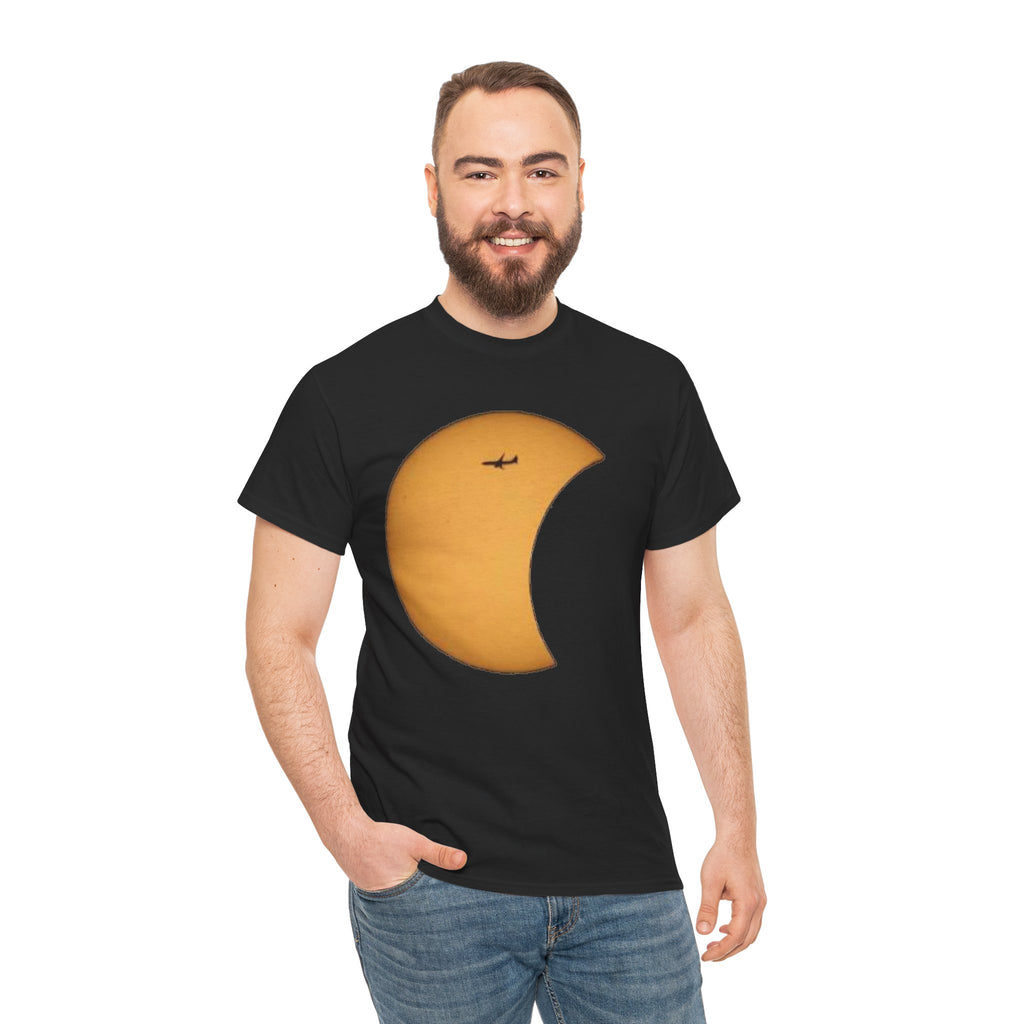Solar Eclipse 2026 Moon Tee with Airplane Silhouette T-Shirt