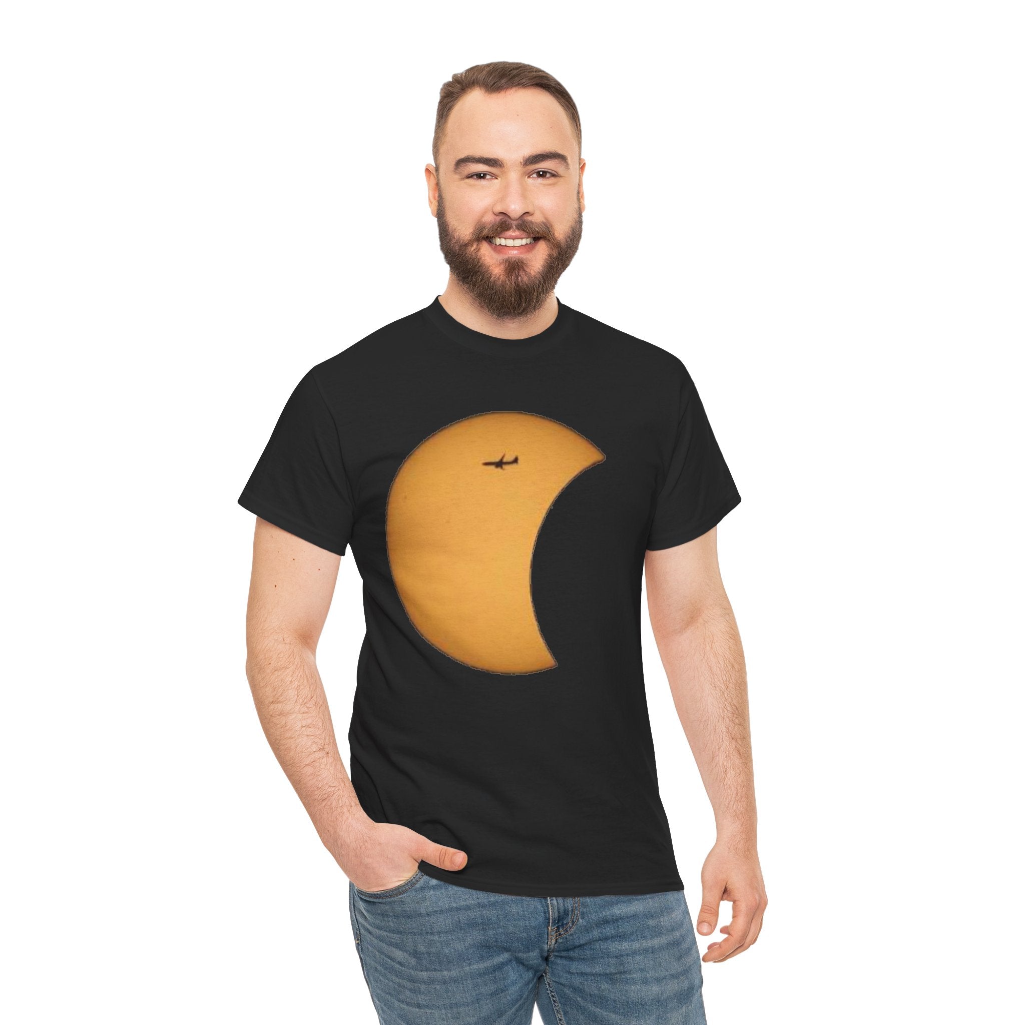 Solar Eclipse 2026 Moon Tee with Airplane Silhouette T-Shirt