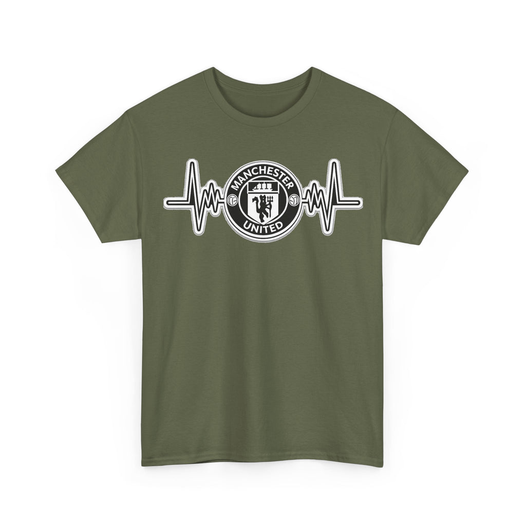 Manchester United Inspired Heartbeat T‑Shirt — Football Fan Pulse Tee