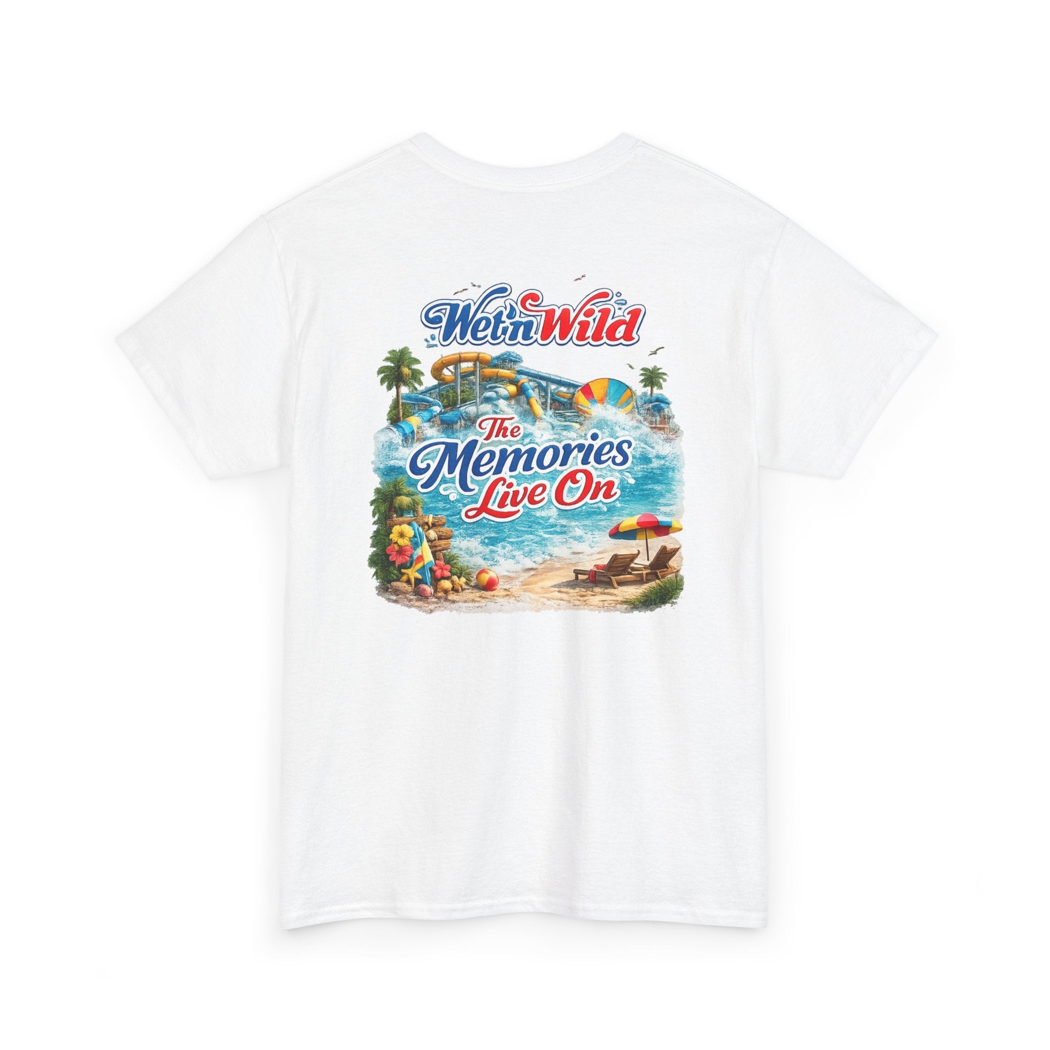 Wet'n Wild Beach Tee — "The Memories Live On" Retro Island Graphic Shirt