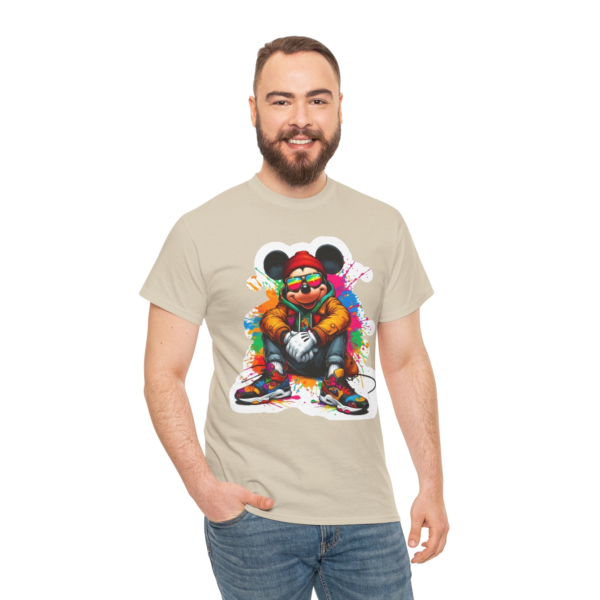 Streetwear Mouse Graphic Tee — Colorful Urban Hip-Hop Cartoon Shirt