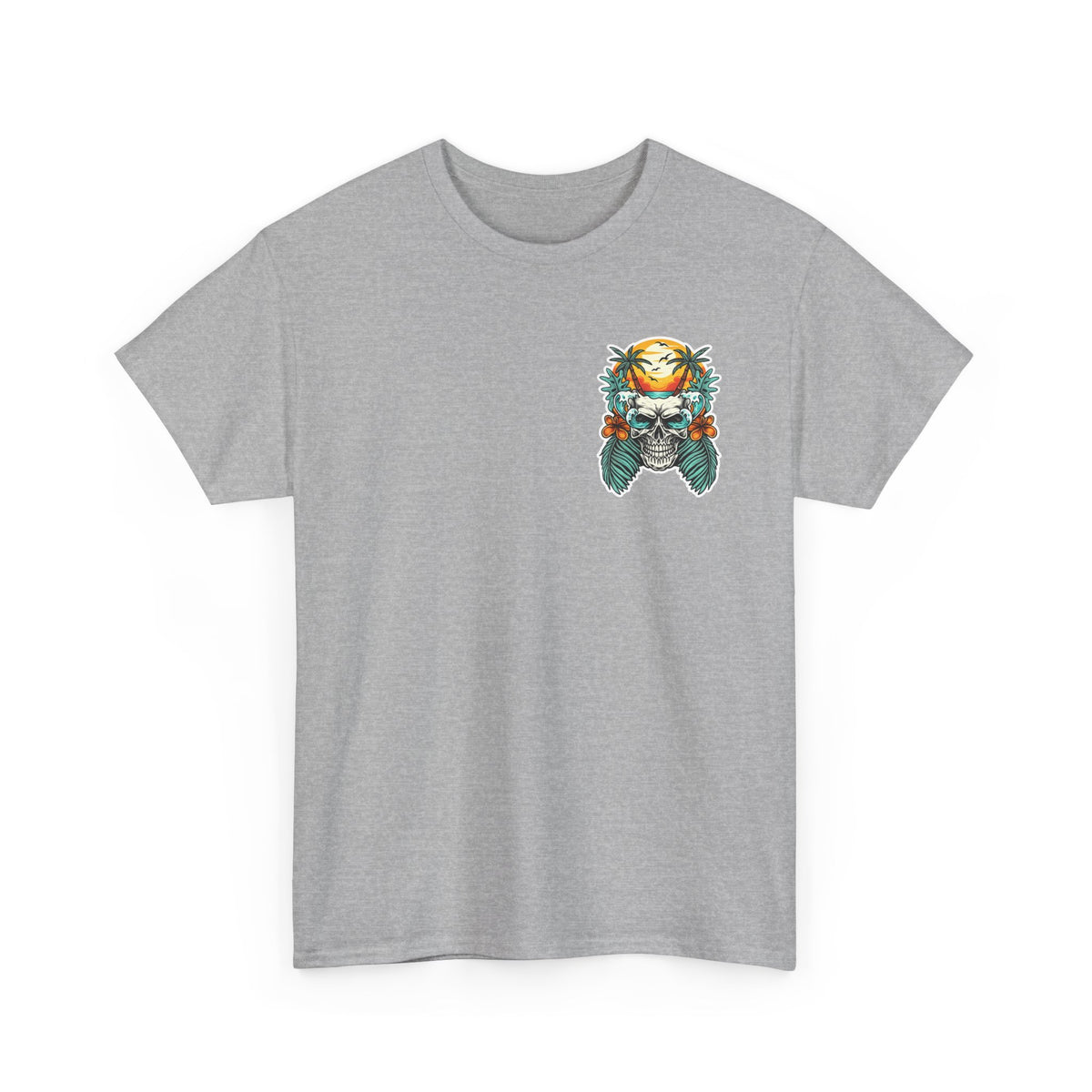 Tropical Skull Tee — Sunset Palm Beach Skull T-Shirt