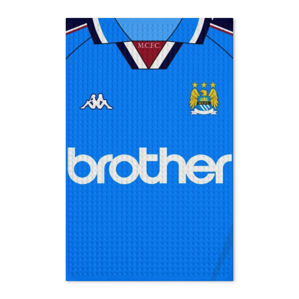 Manchester City Retro Jersey Tea Towel – Blue Waffle Double-Sided Kitchen Towel