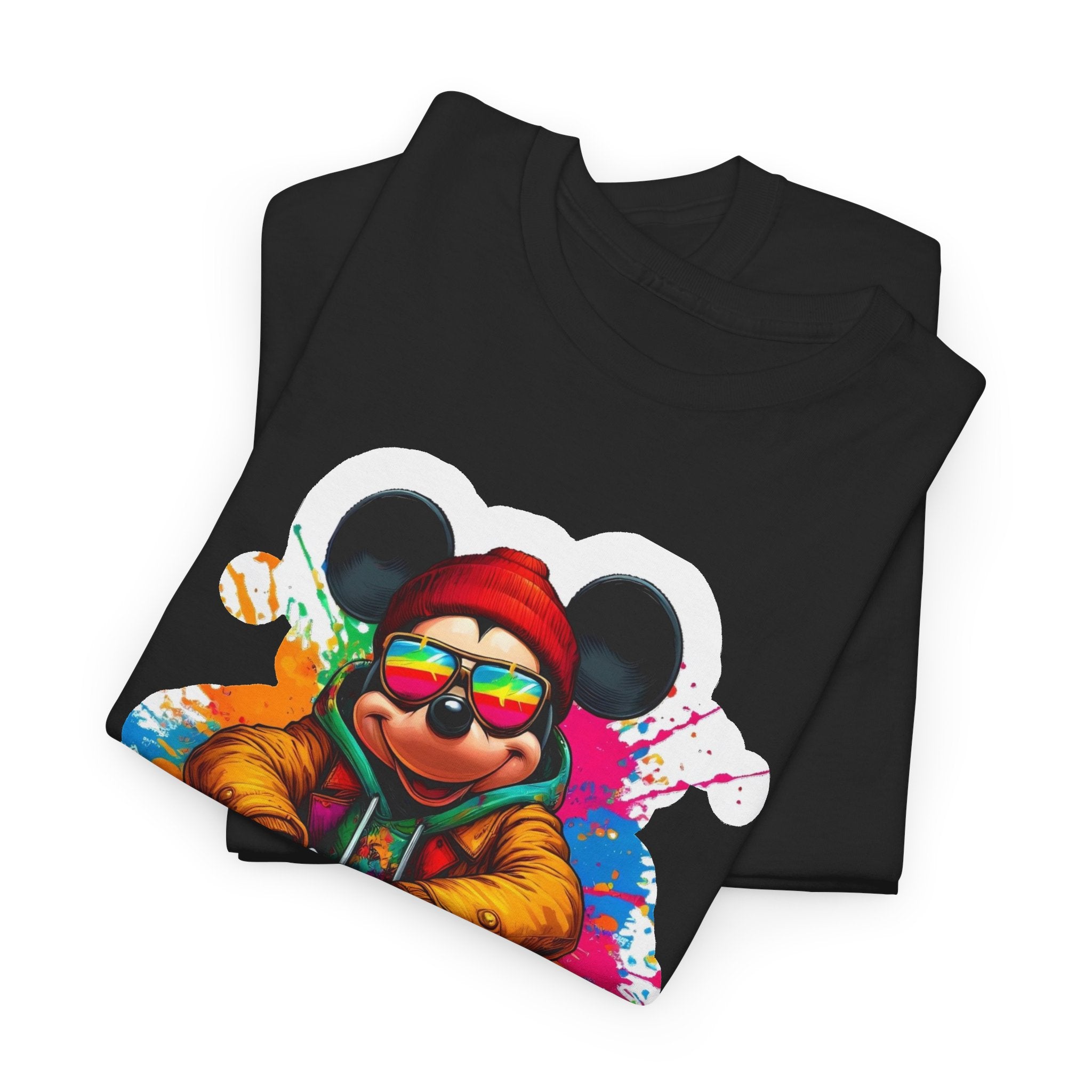 Streetwear Mouse Graphic Tee — Colorful Urban Hip-Hop Cartoon Shirt