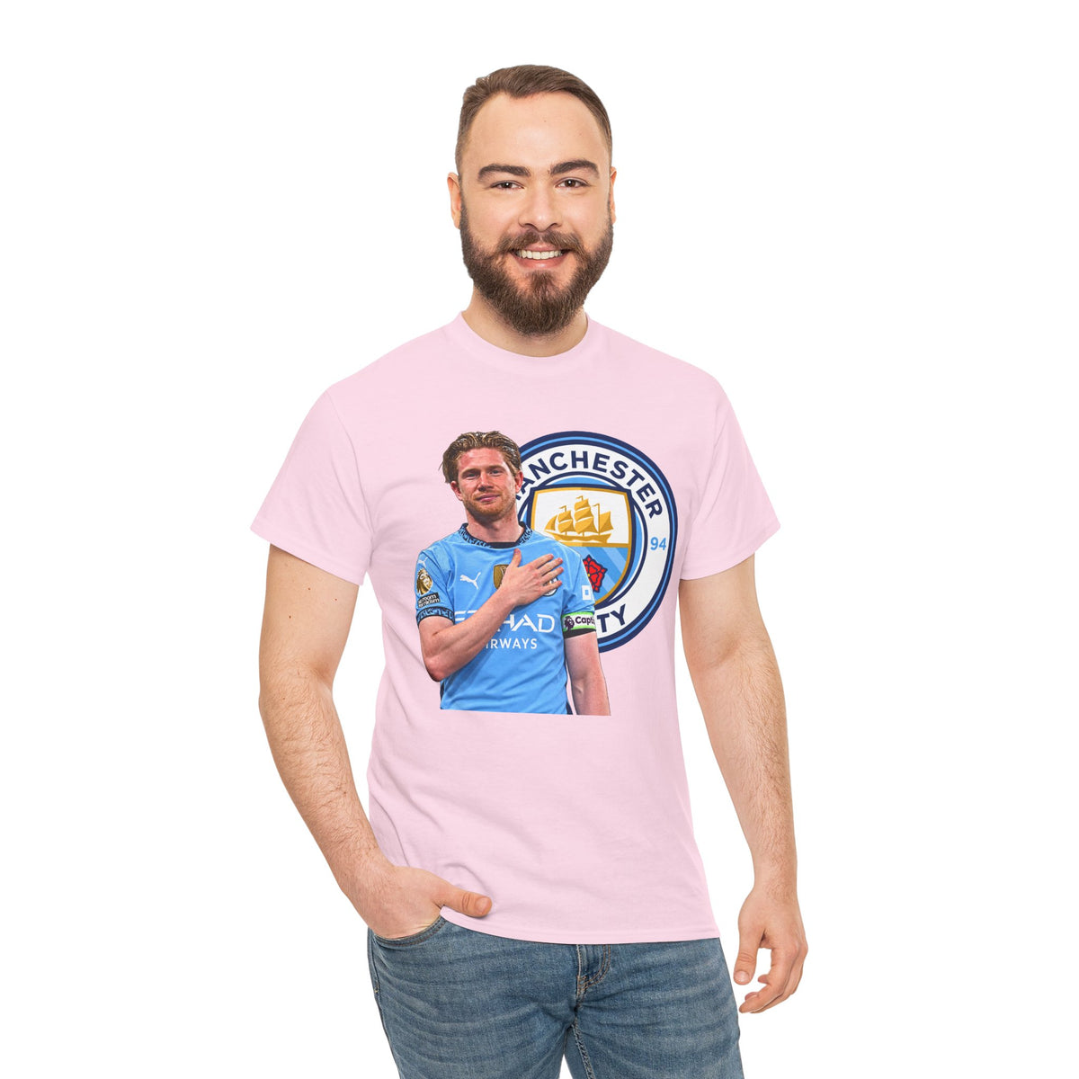 Kevin De Bruyne Manchester City Legend Cotton T-Shirt — Player Tribute Tee (Heart Badge Design)