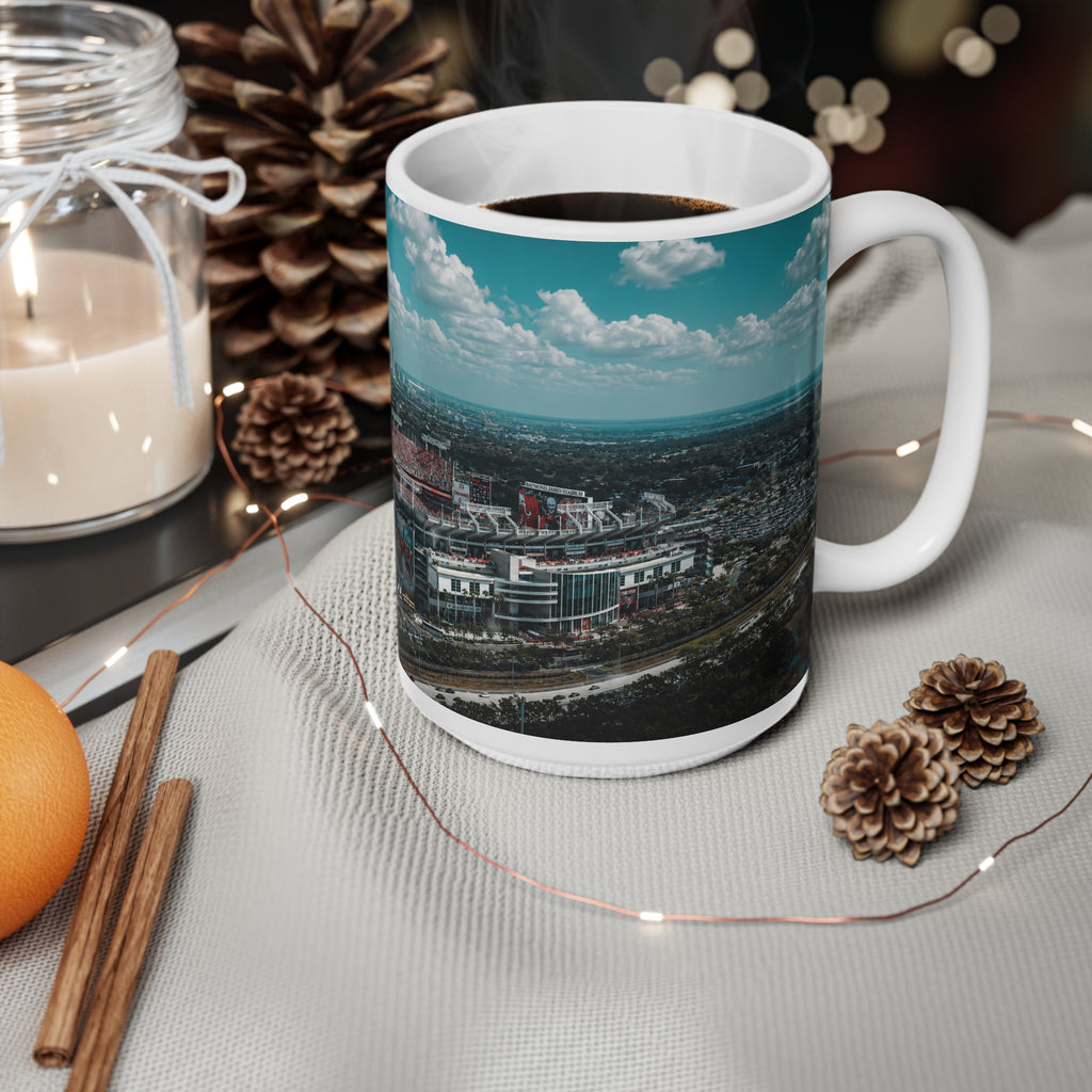 Tampa Bay Raymond James Stadium Aerial Photo Mug – Skyline Coffee Cup (11oz & 15oz)