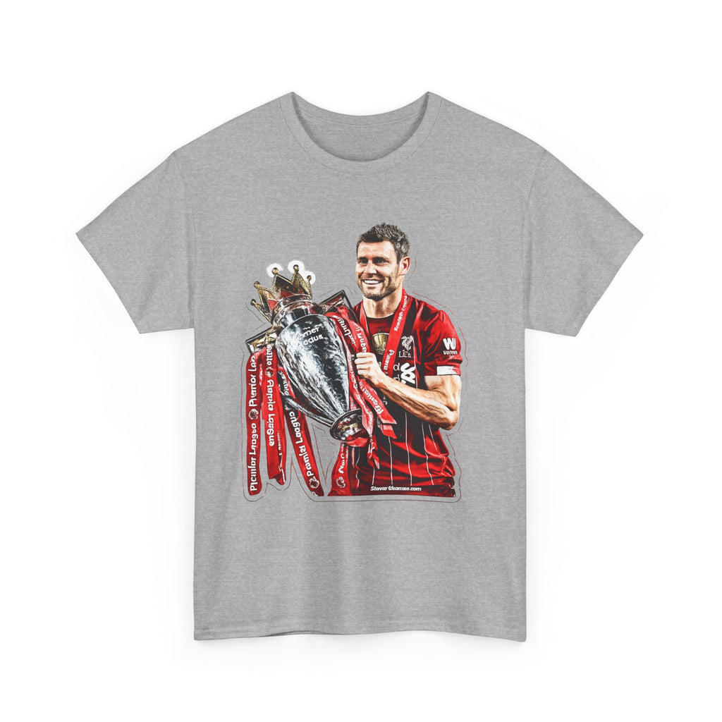 James Milner Liverpool Premier League Champion Trophy T-Shirt — Player Holding Premier Trophy
