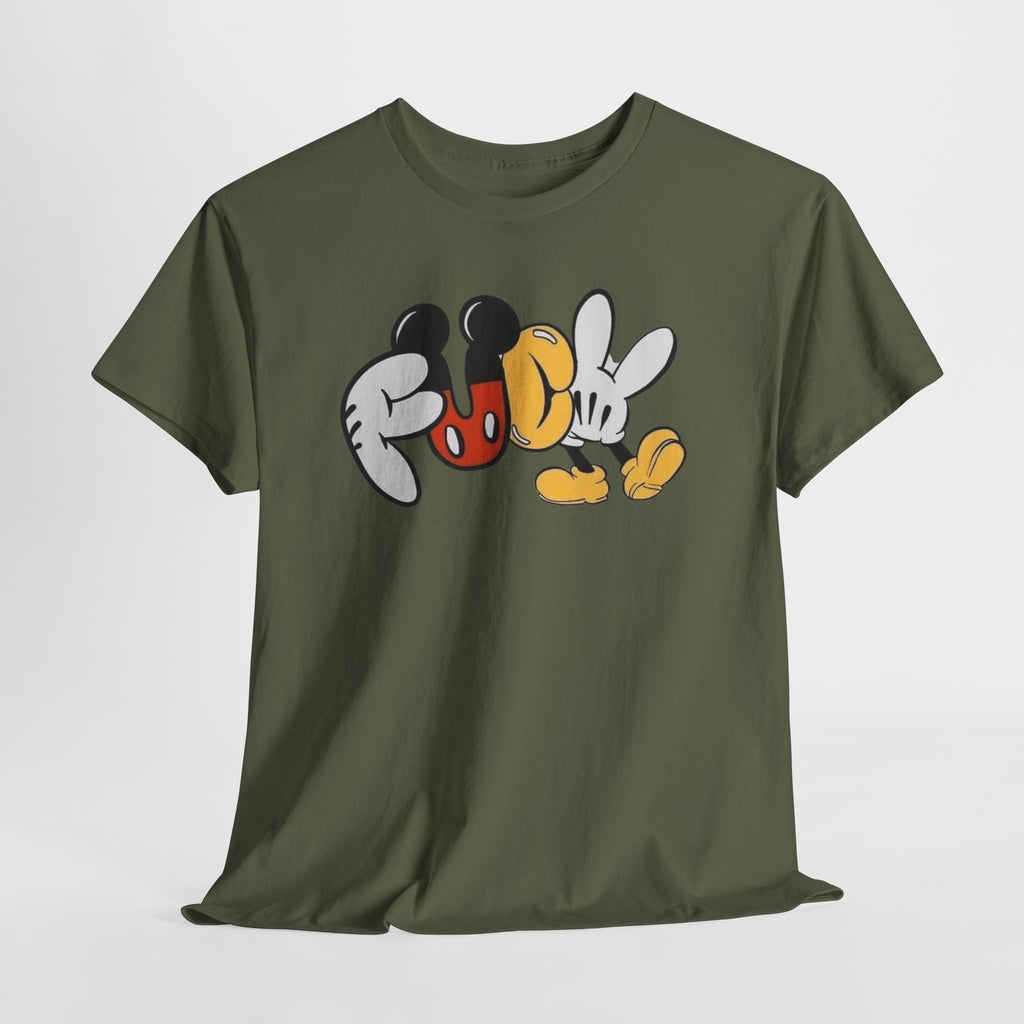 F**K Disney Graphic Tee — Playful Cartoon Hands & Shoes Design