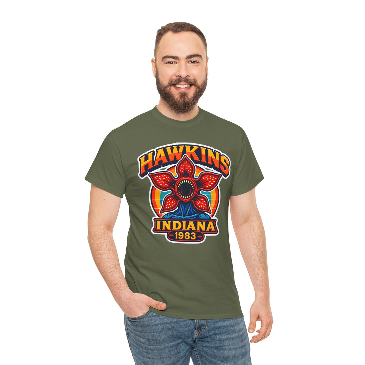 Hawkins Indiana 1983 Demogorgon Floral Cotton T-Shirt