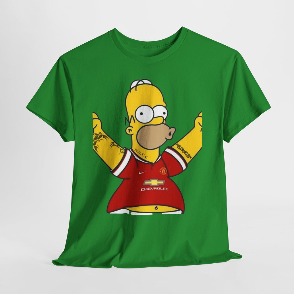 Homer Simpson Manchester Fan T-Shirt — Cartoon Football Supporter Tee