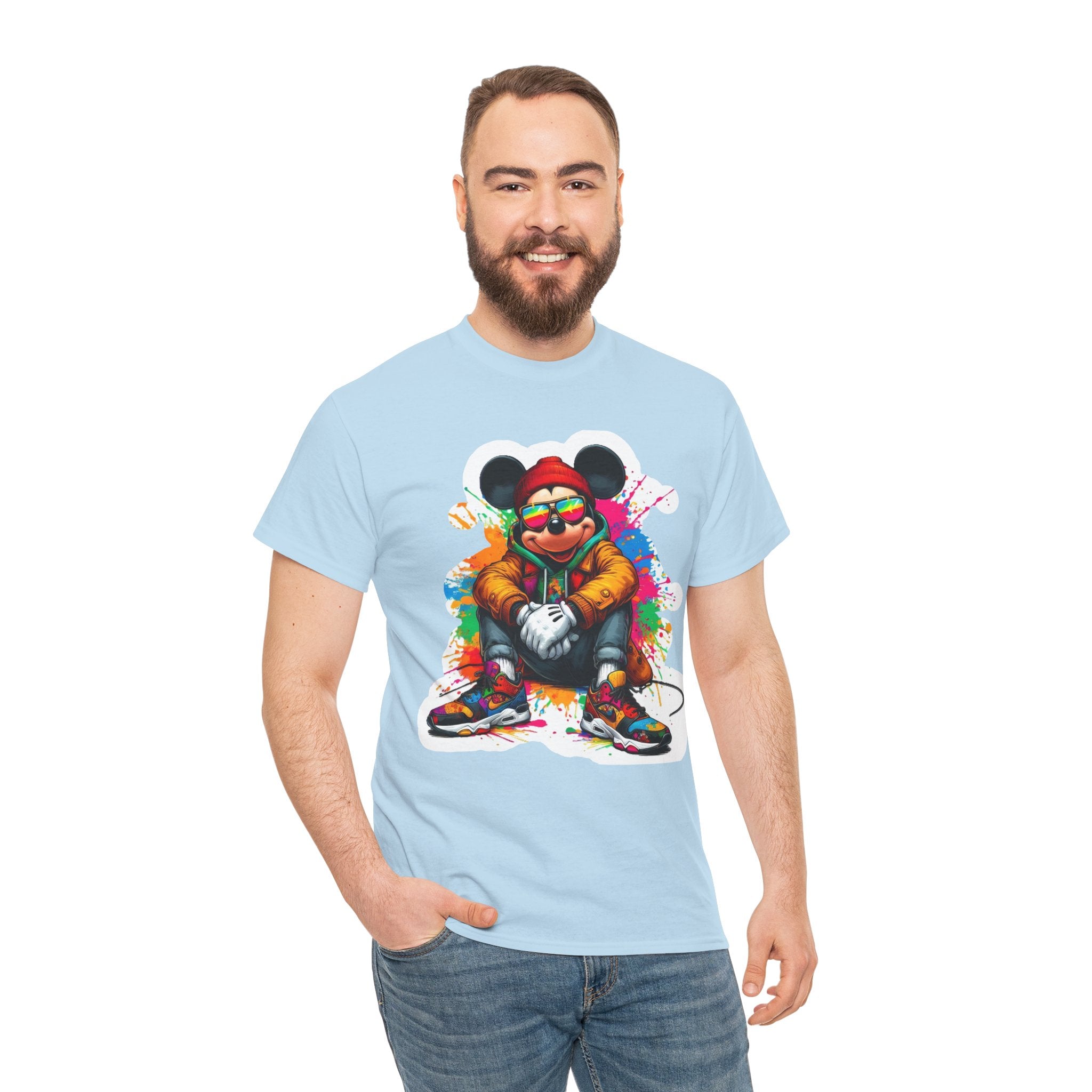 Streetwear Mouse Graphic Tee — Colorful Urban Hip-Hop Cartoon Shirt
