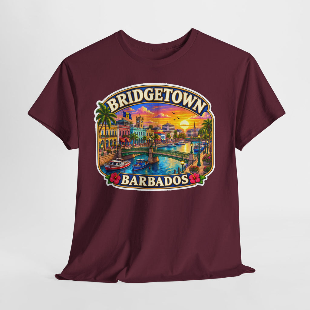 Bridgetown Barbados Vintage Sunset Tee — Caribbean Travel Souvenir T-Shirt
