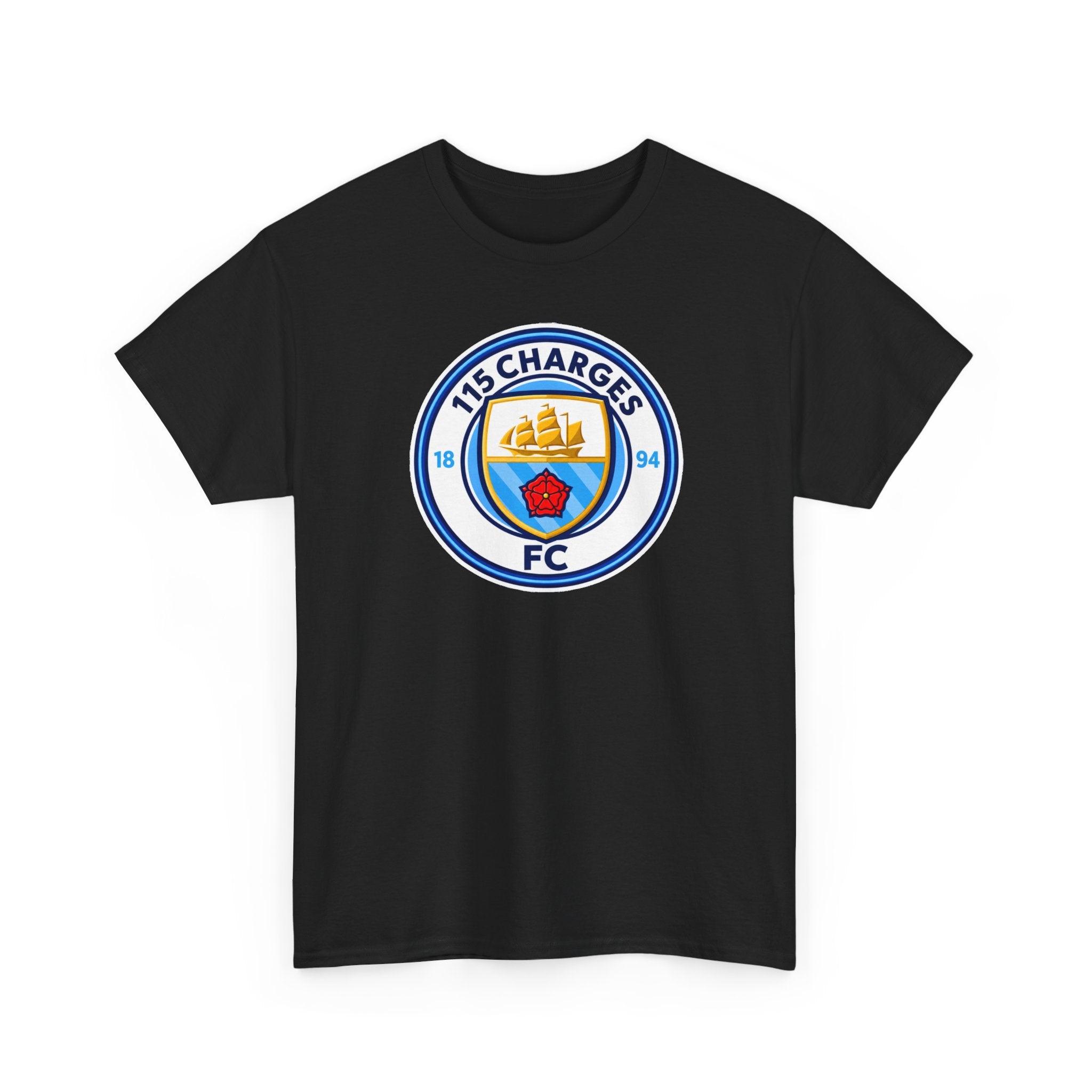 115 Charges FC Crest Cotton Tee — Vintage Blue Club Logo T-Shirt
