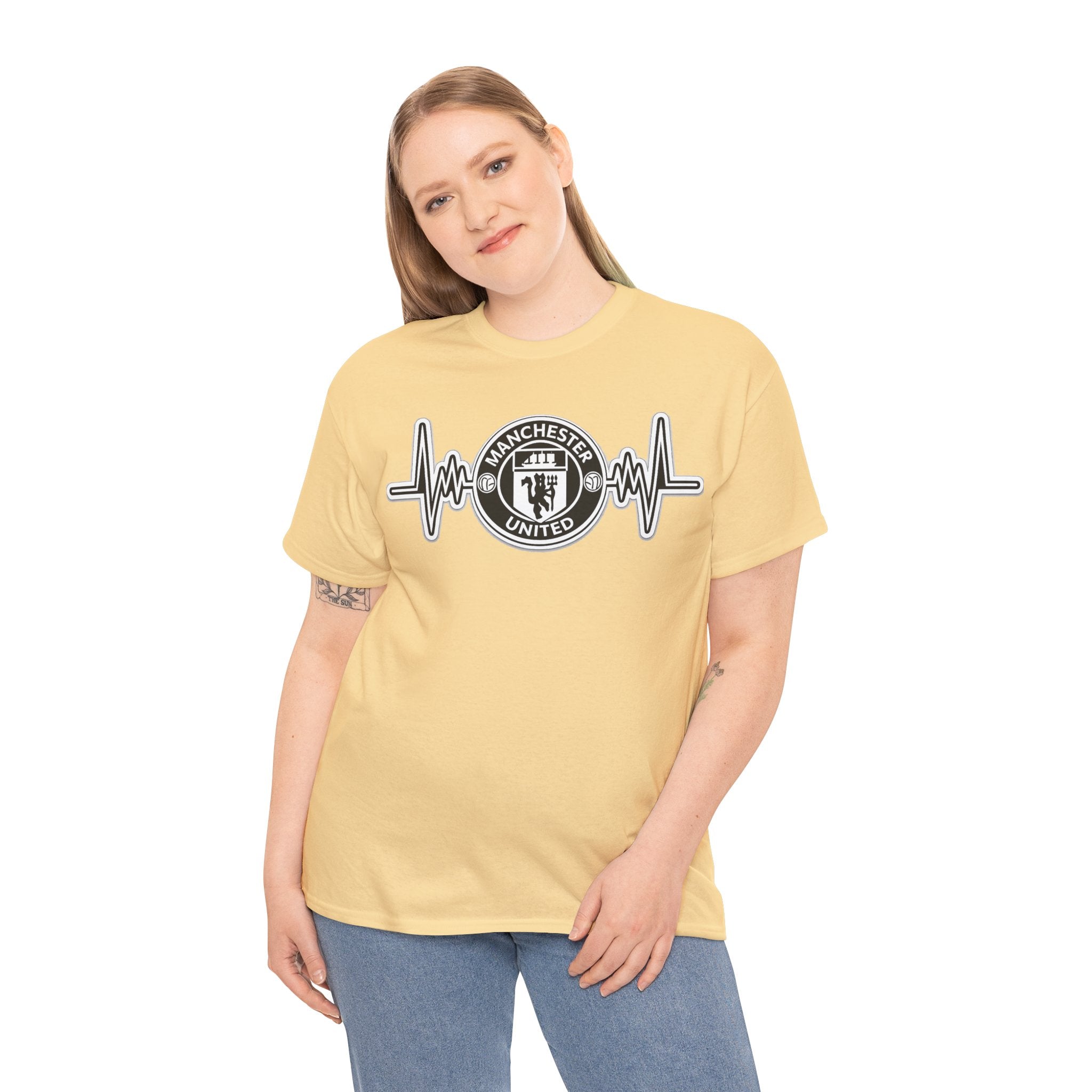 Manchester United Inspired Heartbeat T‑Shirt — Football Fan Pulse Tee