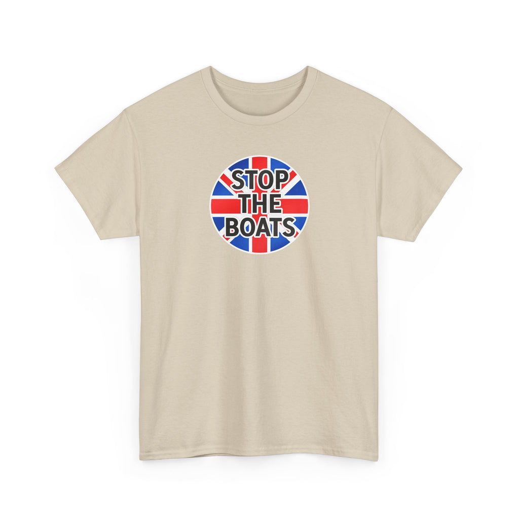 Stop The Boats Union Jack Protest Cotton T-Shirt / Tee