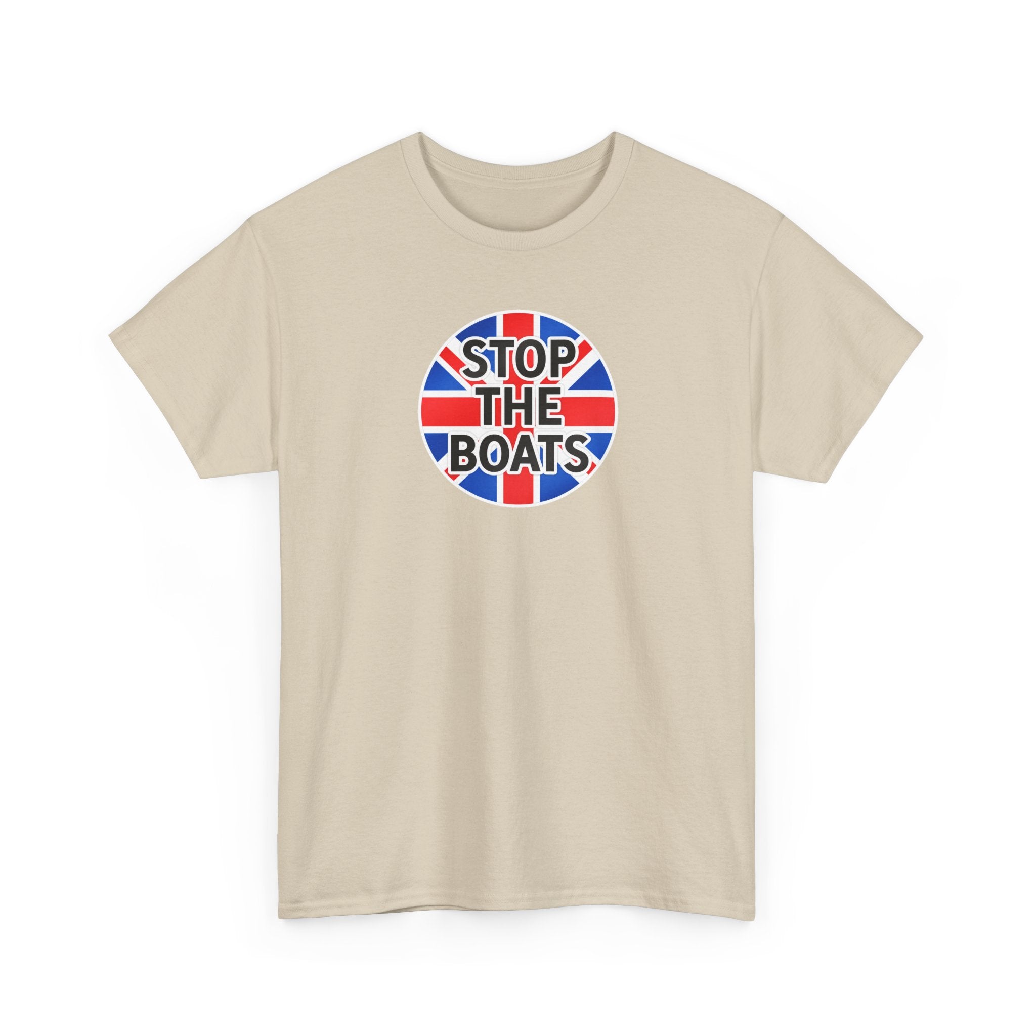 Stop The Boats Union Jack Protest Cotton T-Shirt / Tee