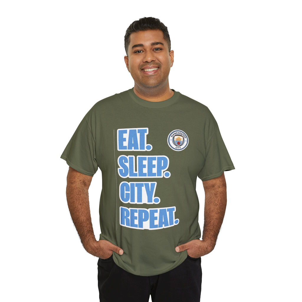 Eat. Sleep. City. Repeat. T‑Shirt — Manchester City Fan Tee
