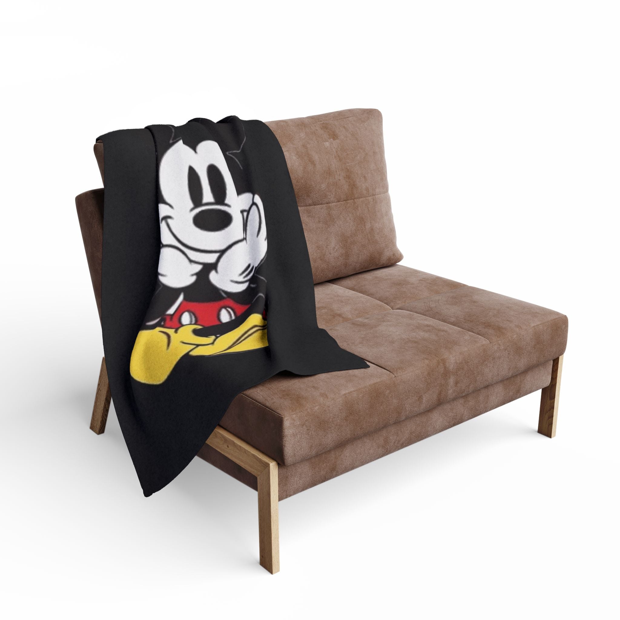 Mickey Mouse Inspired Black Plush Throw Blanket — Cute Vintage Cartoon Fleece