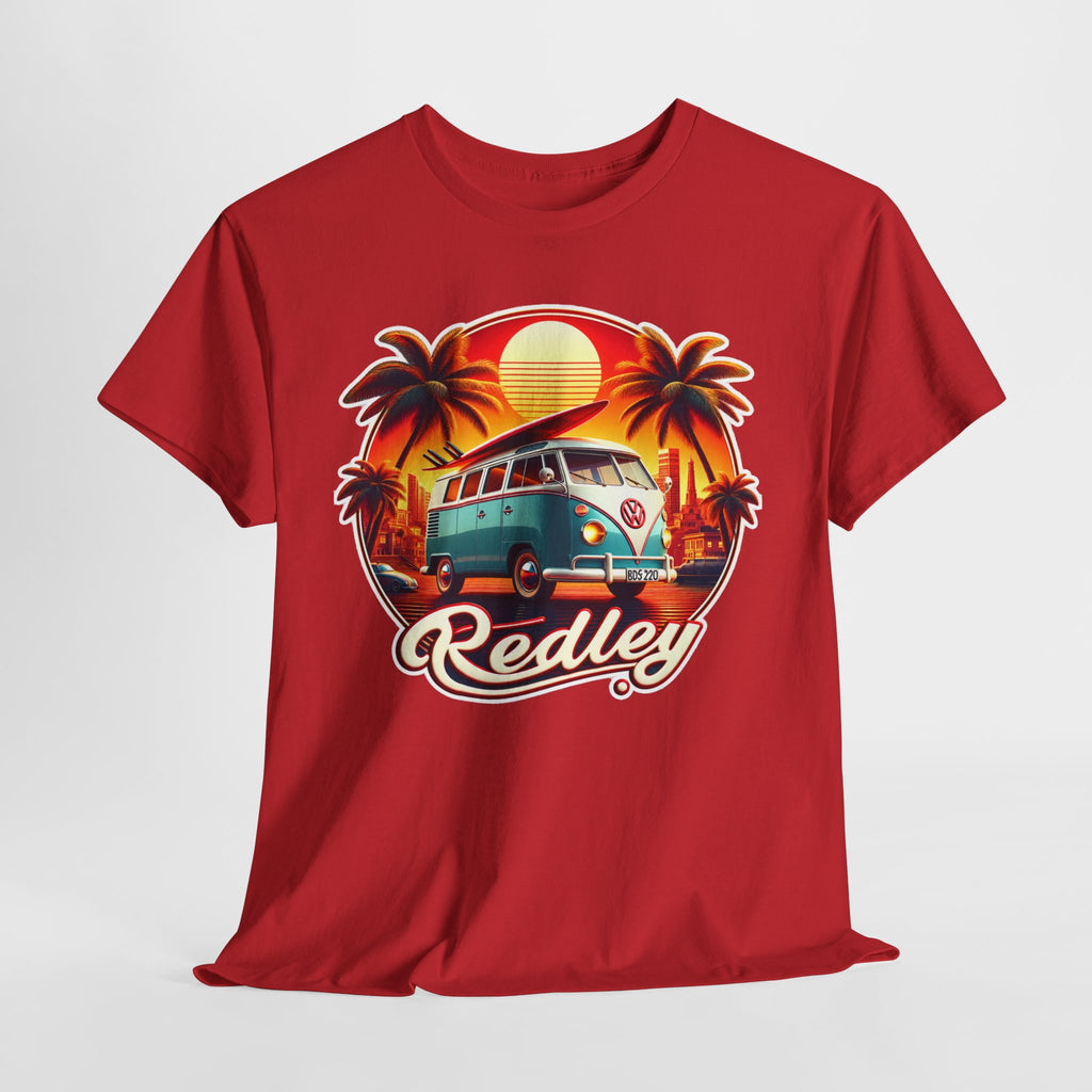 Vintage Surf Van T-Shirt – Retro Beach Sunset Tee with 'Redley' Script