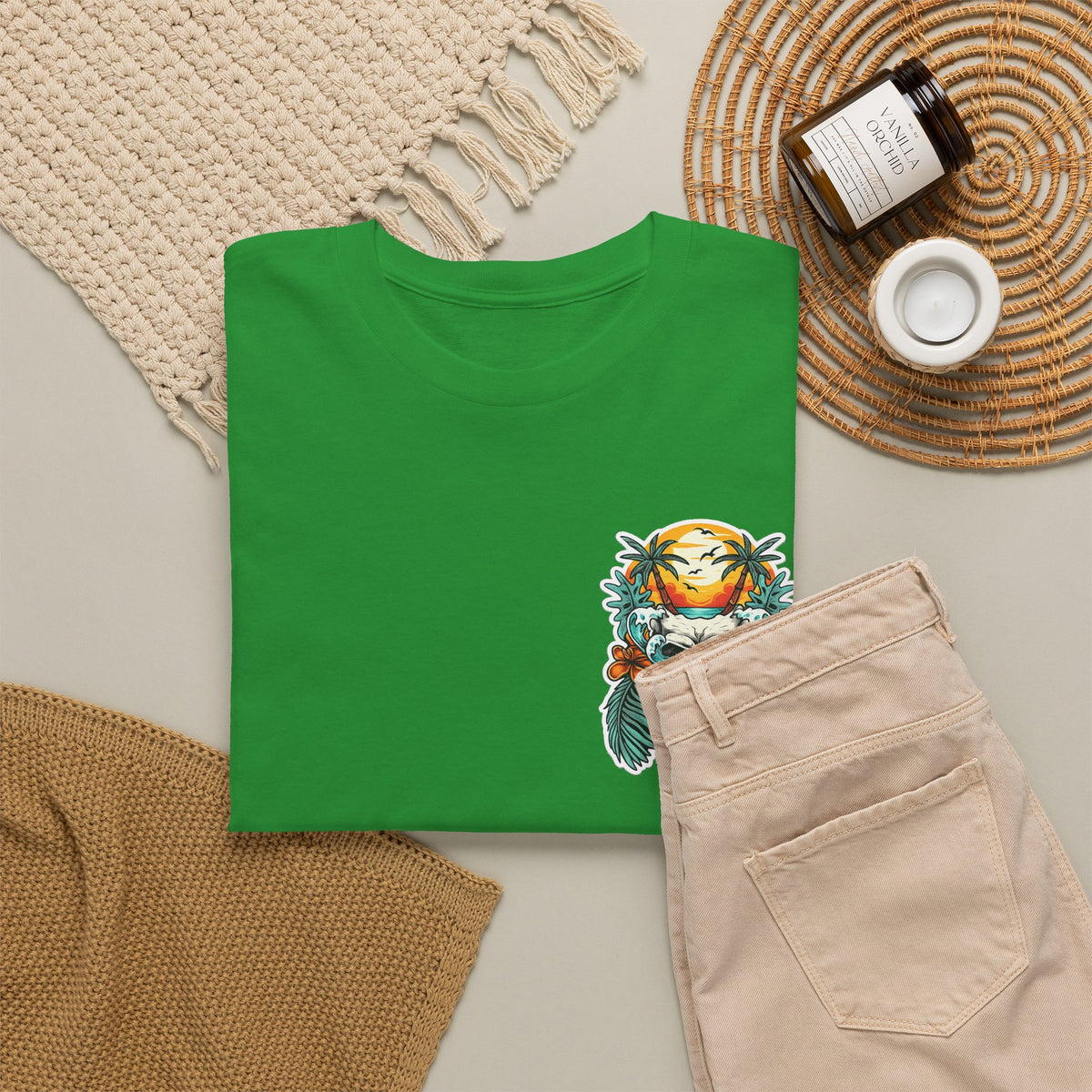 Tropical Skull Tee — Sunset Palm Beach Skull T-Shirt