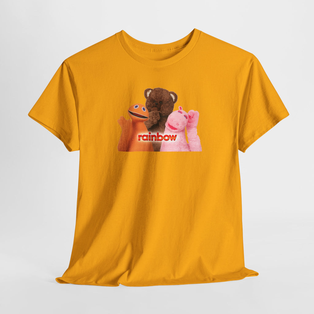Rainbow Kids TV Zippy, George and Bungle Puppets T-Shirt — Cute Teddy & Hand Puppets Graphic Tee