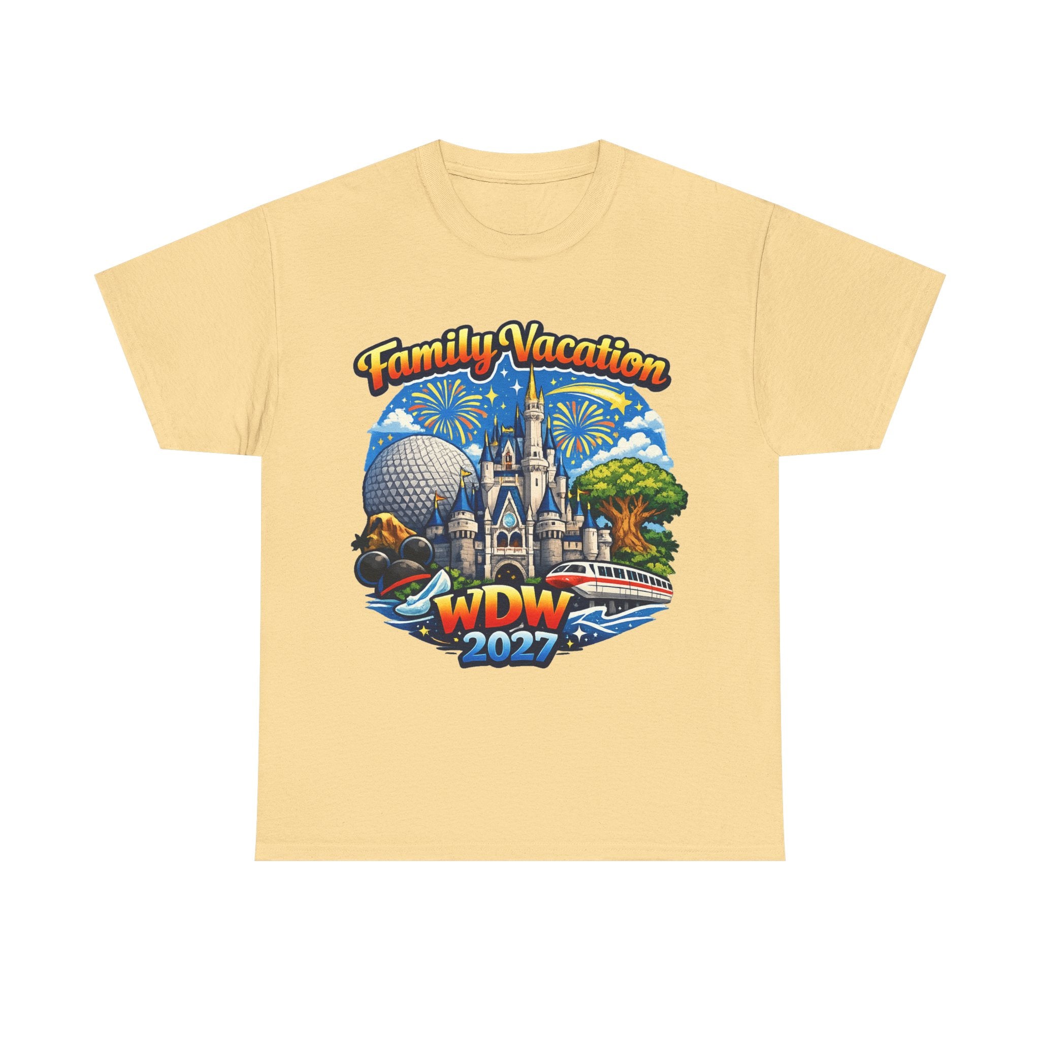 Family Vacation WDW 2027 T-Shirt – Disney Park Castle & Fireworks Vacation Tee