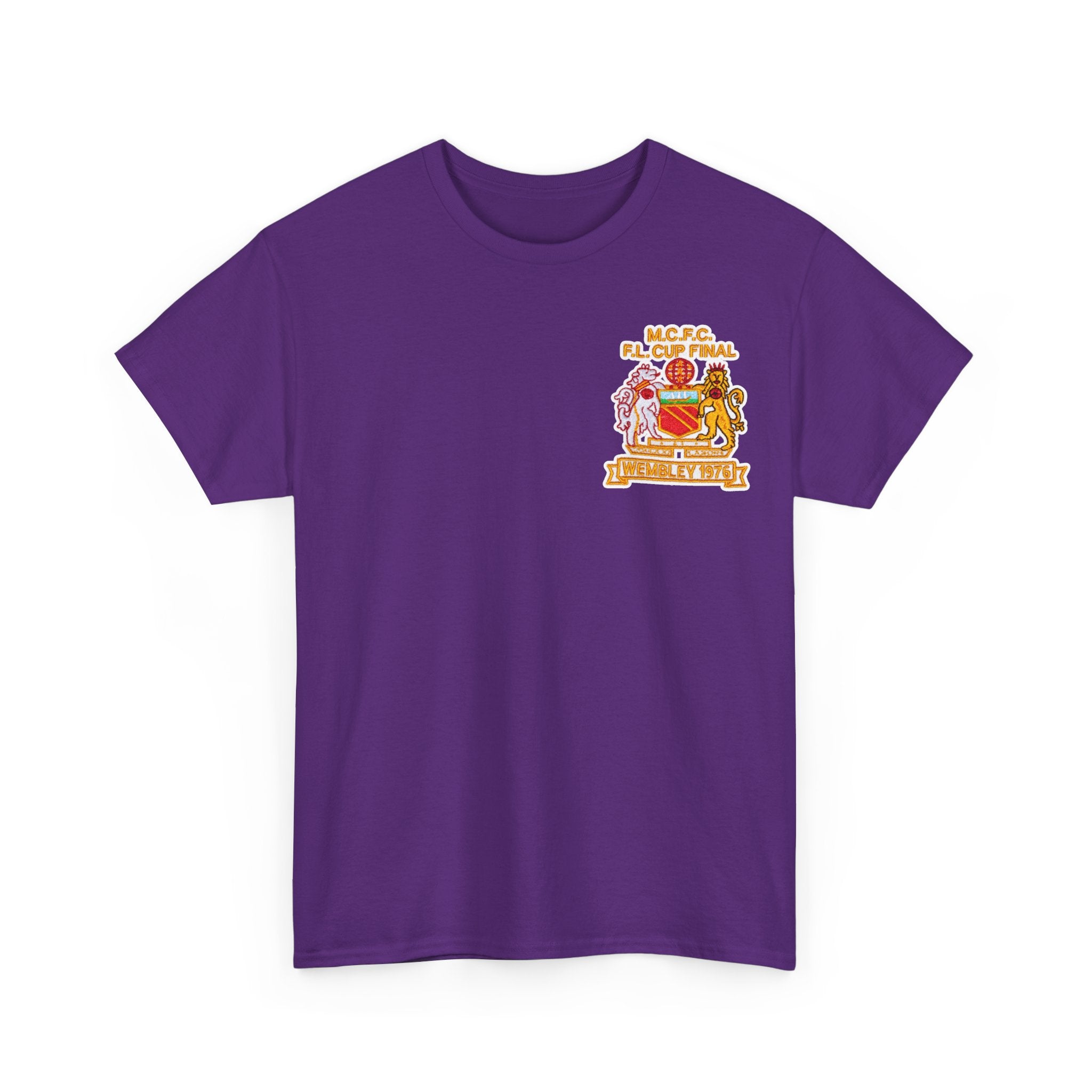 Manchester City 1976 League Cup Final Crest Cotton T‑Shirt — Vintage Football Fan Tee