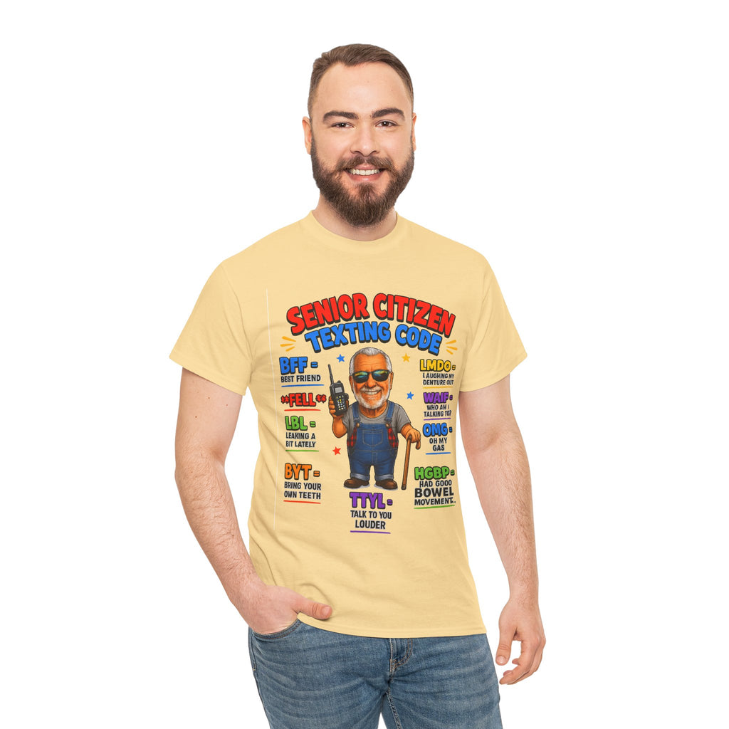 Senior Citizen Texting Code T-Shirt — Funny Grandpa Grandma Retirement Gift