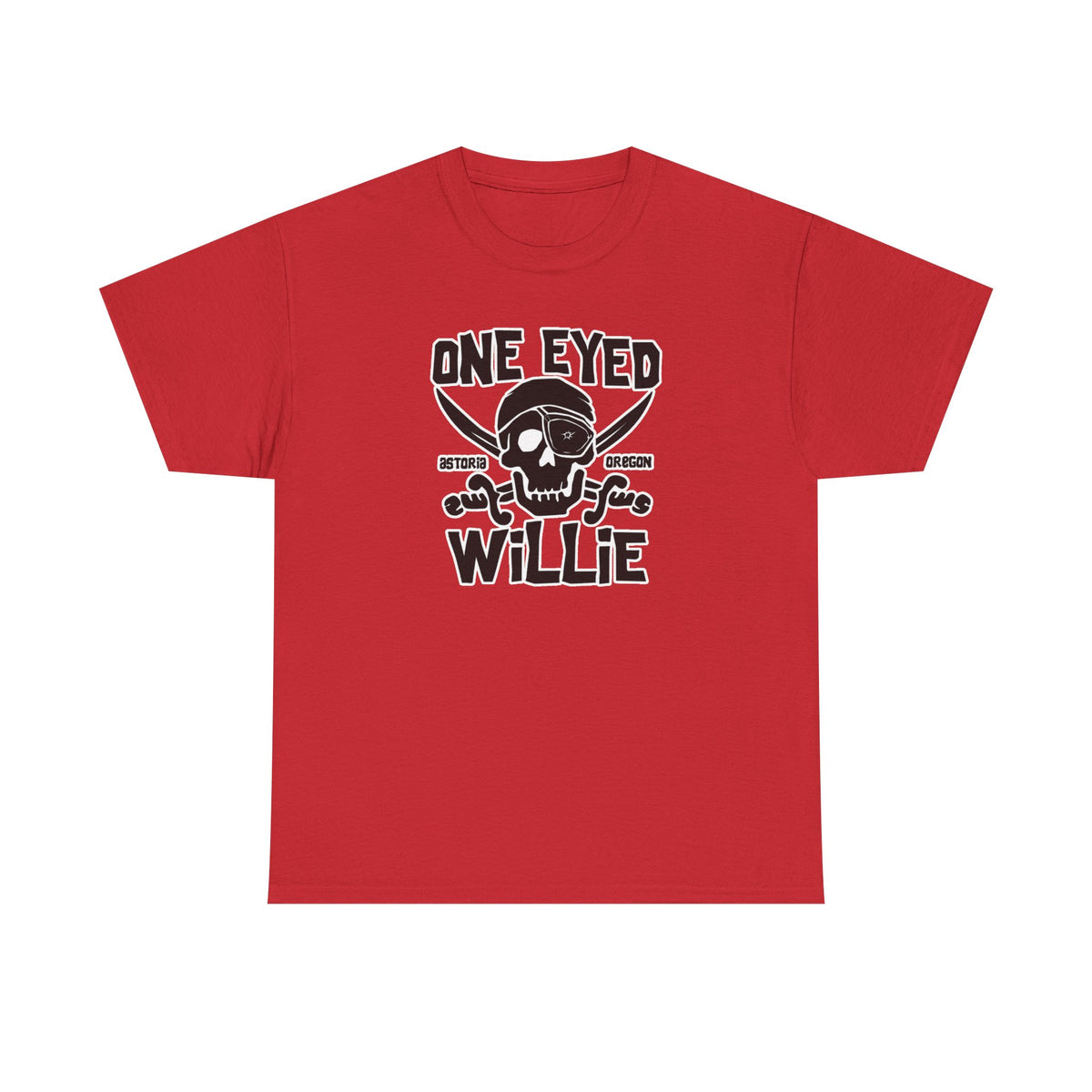 One Eyed Willie Pirate Skull Tee — Retro Nautical Adventure Graphic Shirt