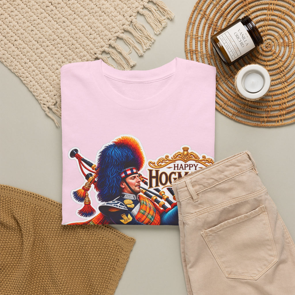 Hogmanay Bagpiper T‑Shirt — Happy Hogmanay Scottish New Year Tee