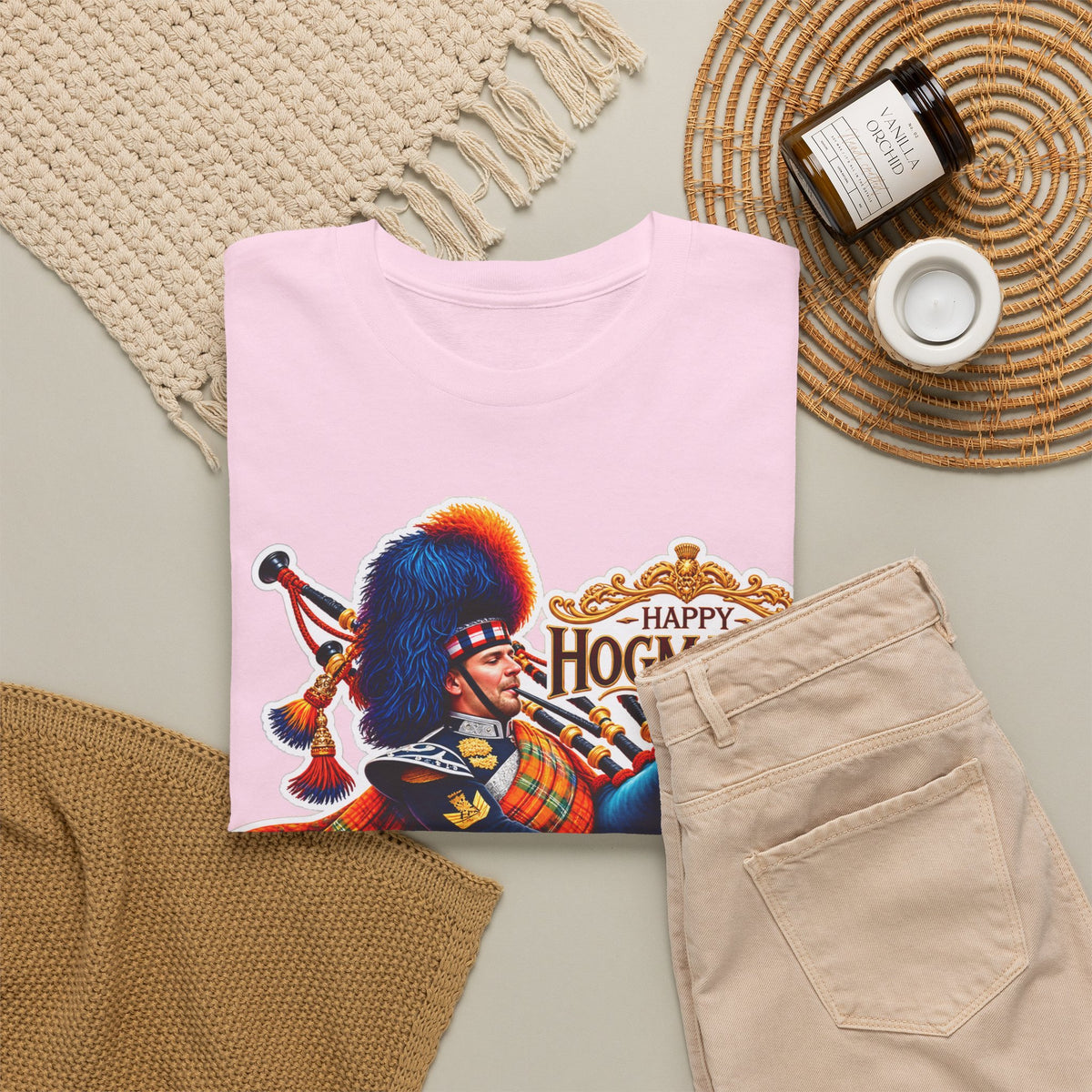 Hogmanay Bagpiper T‑Shirt — Happy Hogmanay Scottish New Year Tee
