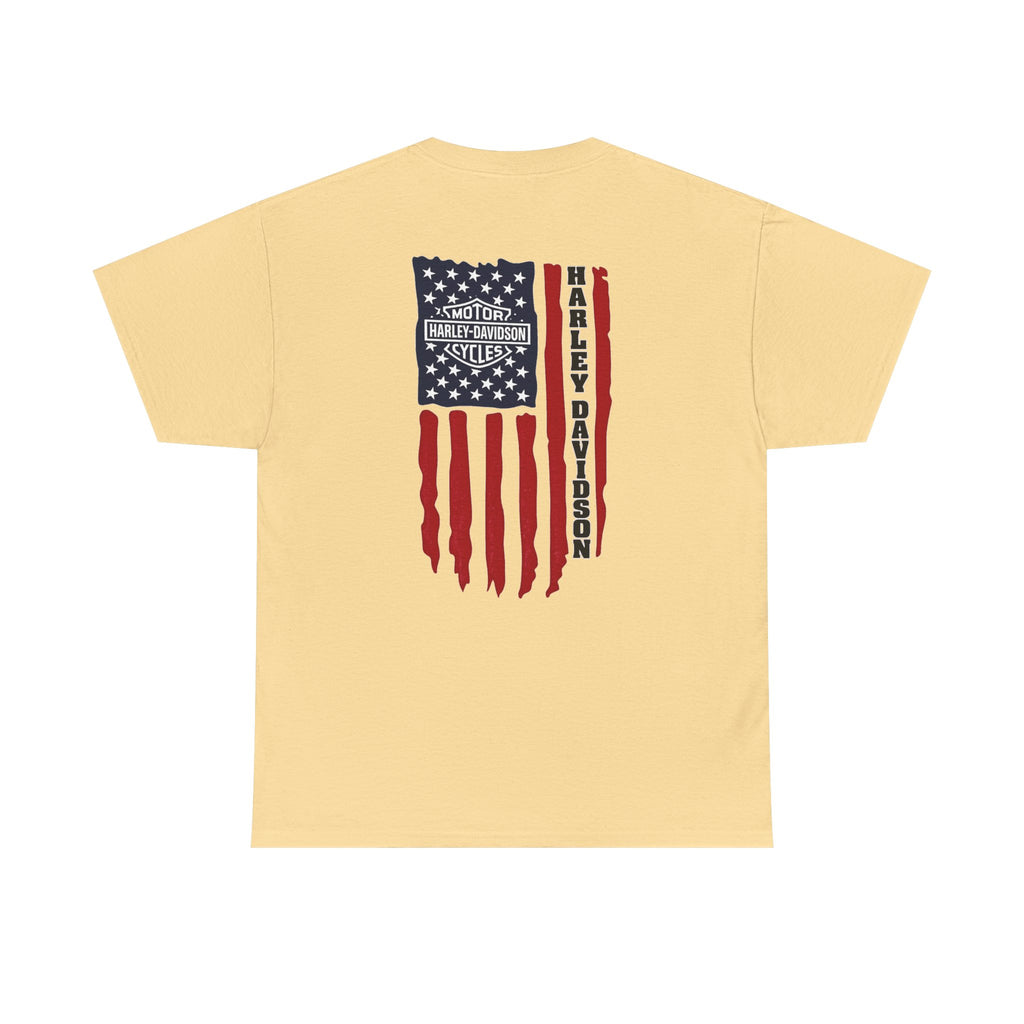Harley-Style Flag Tee — American Motorcycle Logo T-Shirt