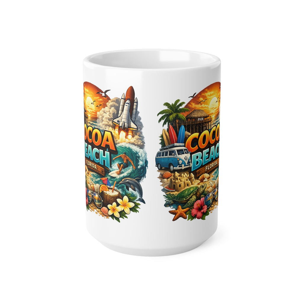 Cocoa Beach Florida Vintage Surf Mug – Retro Beach Scene Coffee Cup (11oz & 15oz)