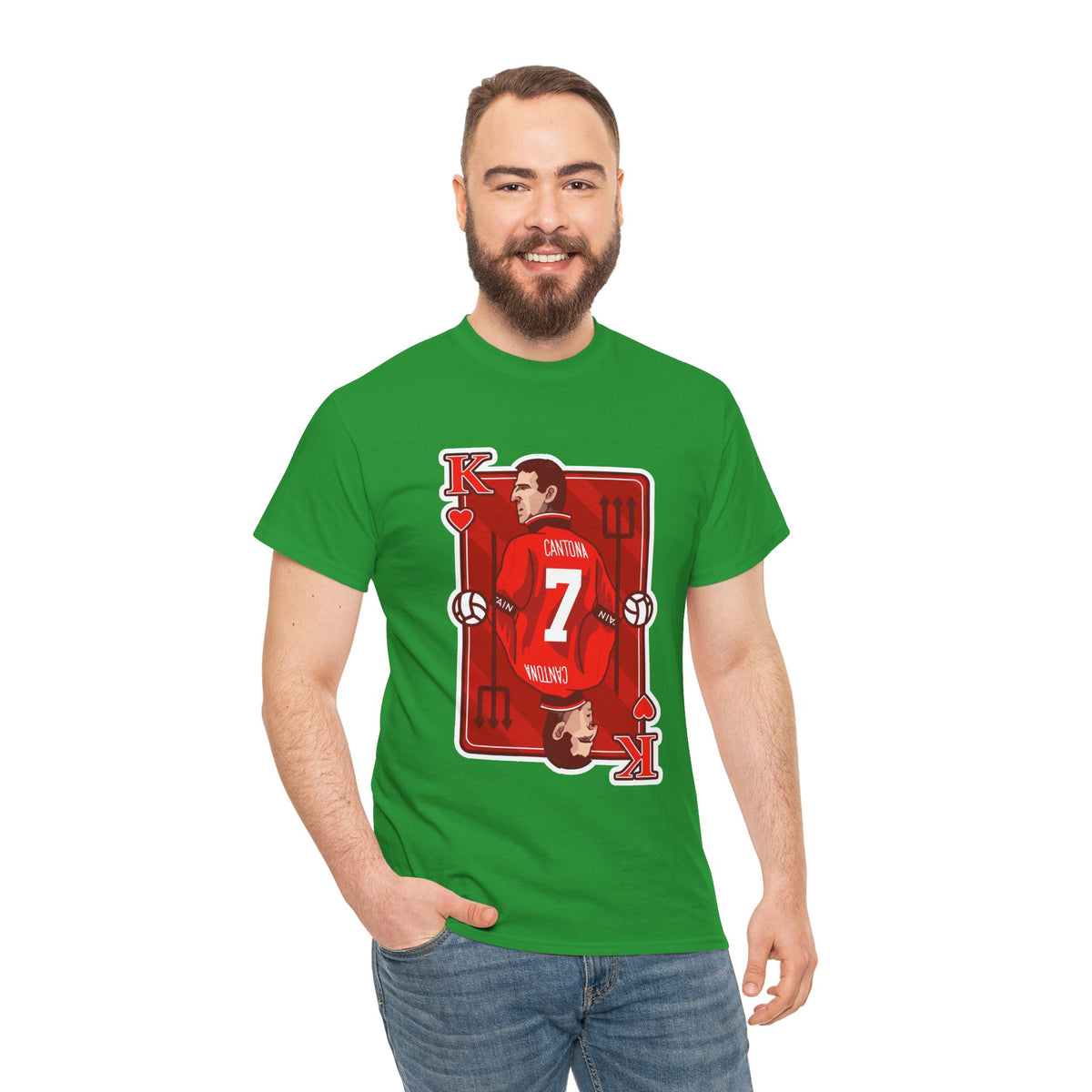 Cantona Playing Card Cotton T-Shirt / Tee — Number 7 Custom Jersey Design